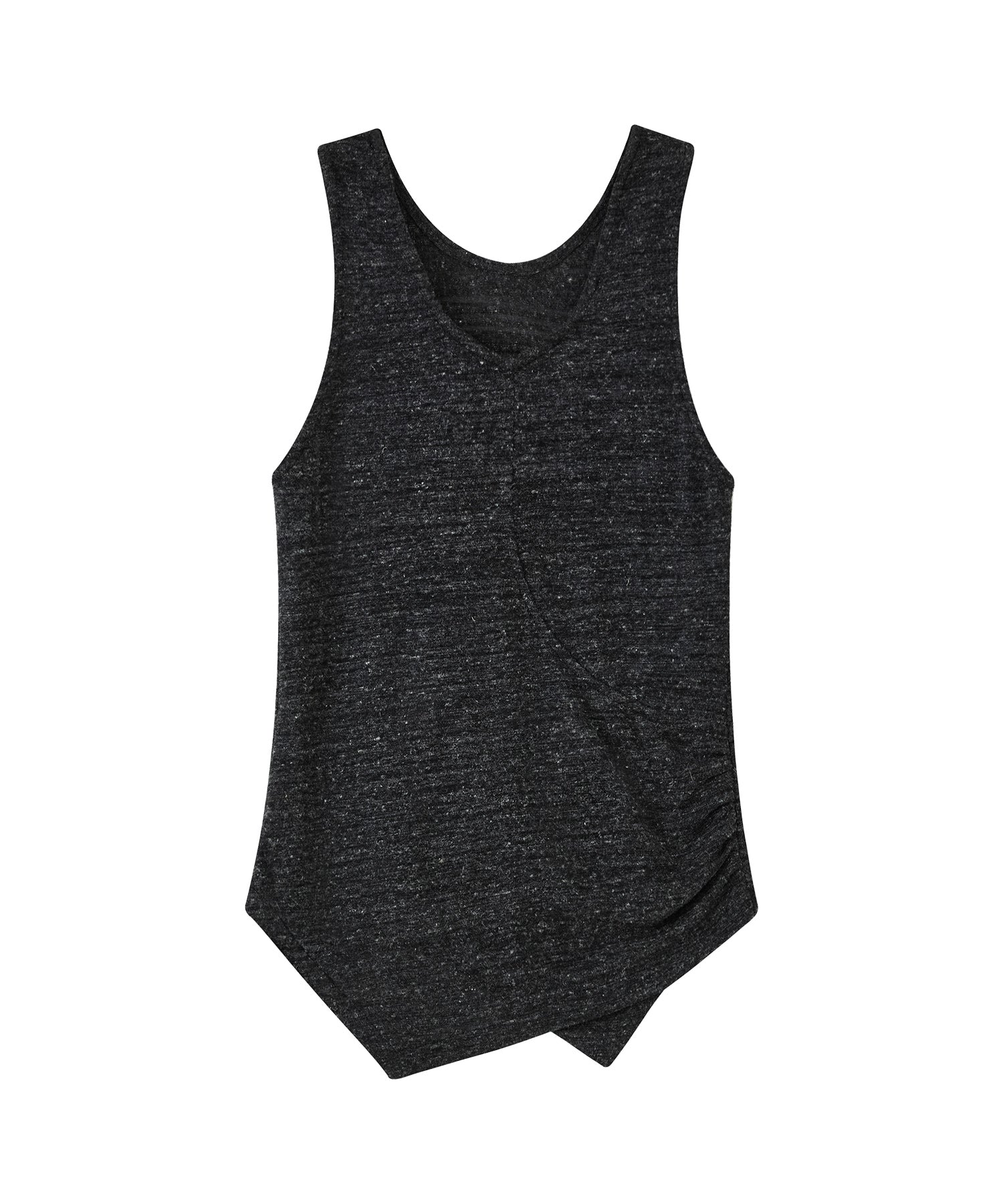 Asymmetric Hem Ruched Tank Top – Slim Fit & Deconstructed Design