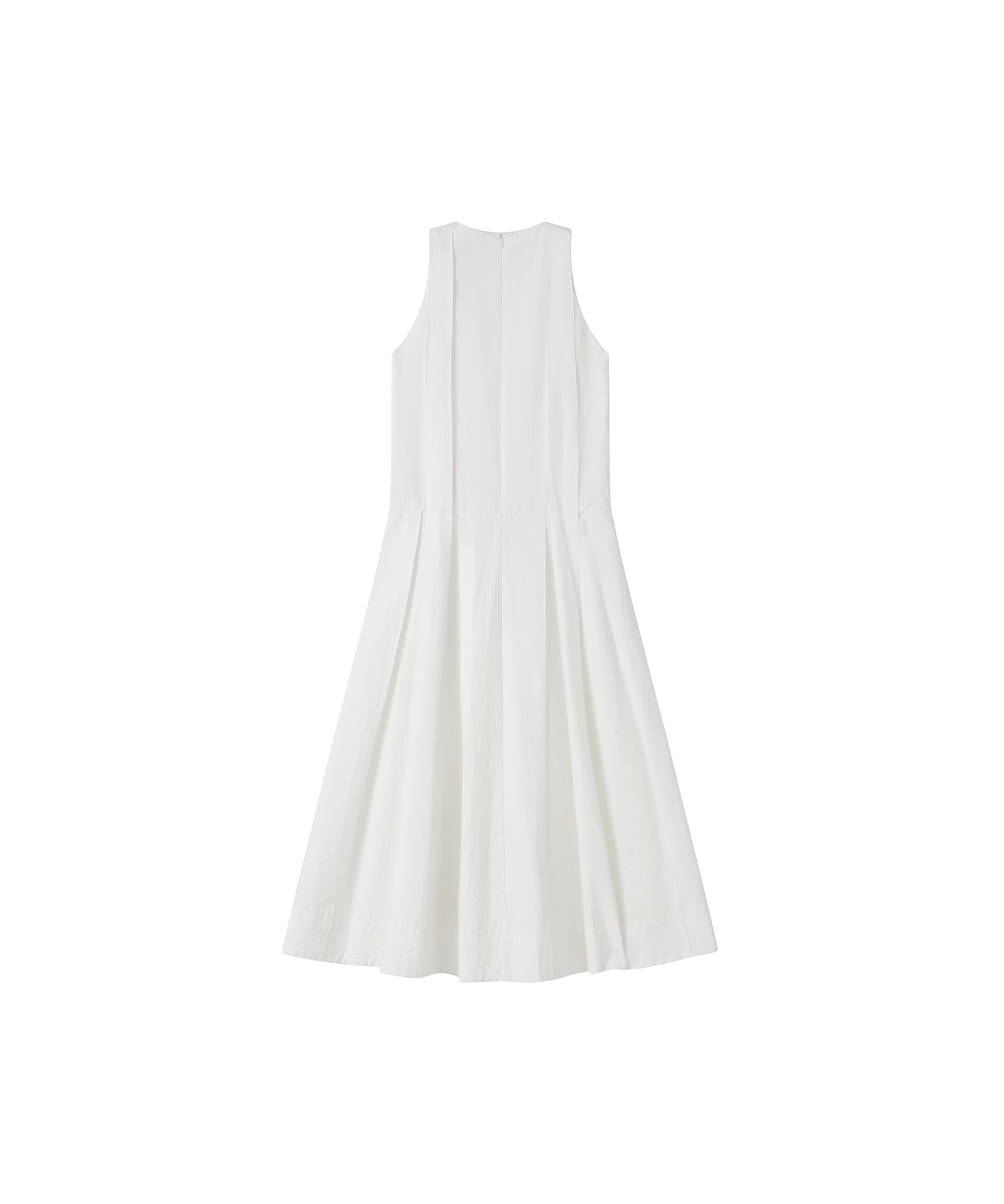 Volume Tuck White Dress