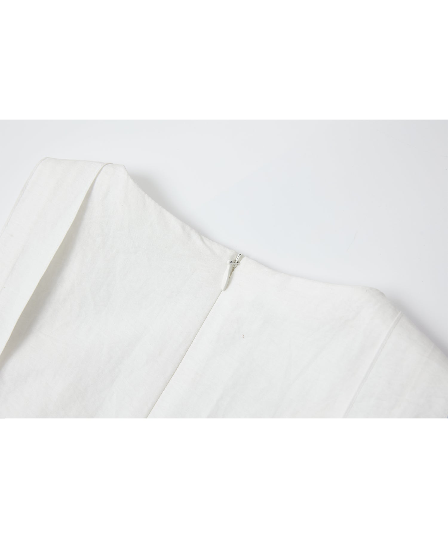 Volume Tuck White Dress