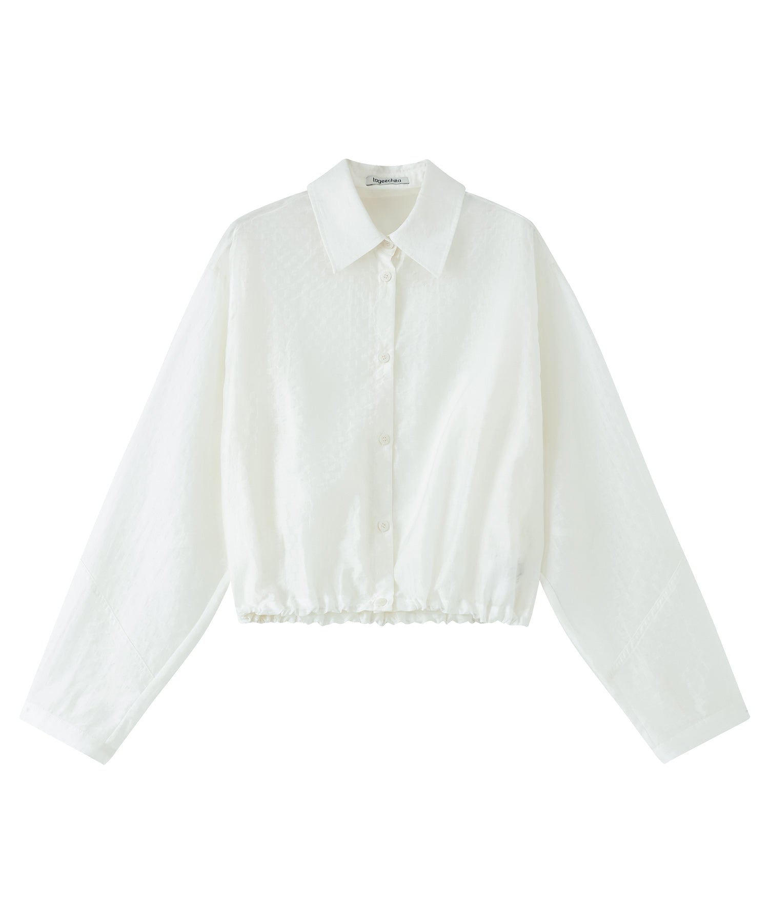 Sheer Cropped Shirt with Dropped Shoulders
