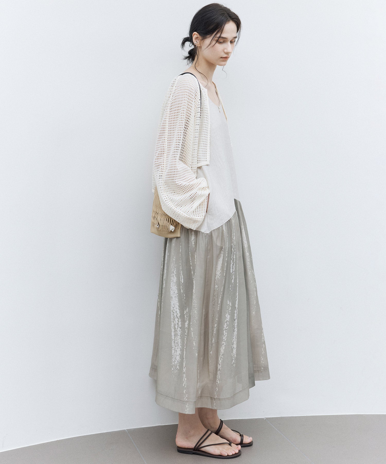 Artistic Light & Shadow Print Sleeveless Dress