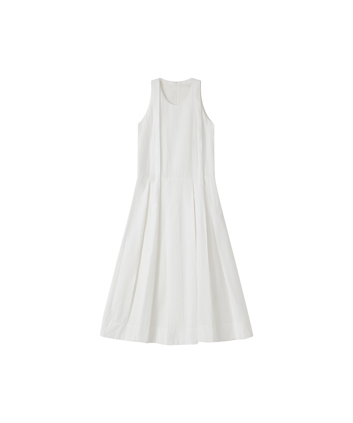 Volume Tuck White Dress