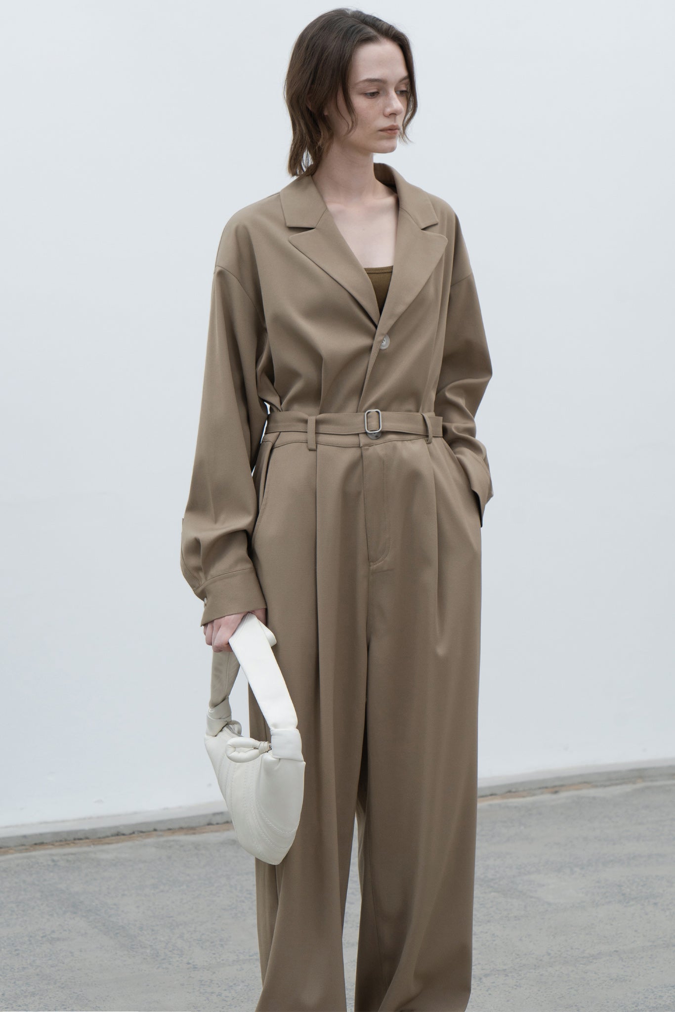 Jacket Design Waist Mark Straight Jumpsuit 