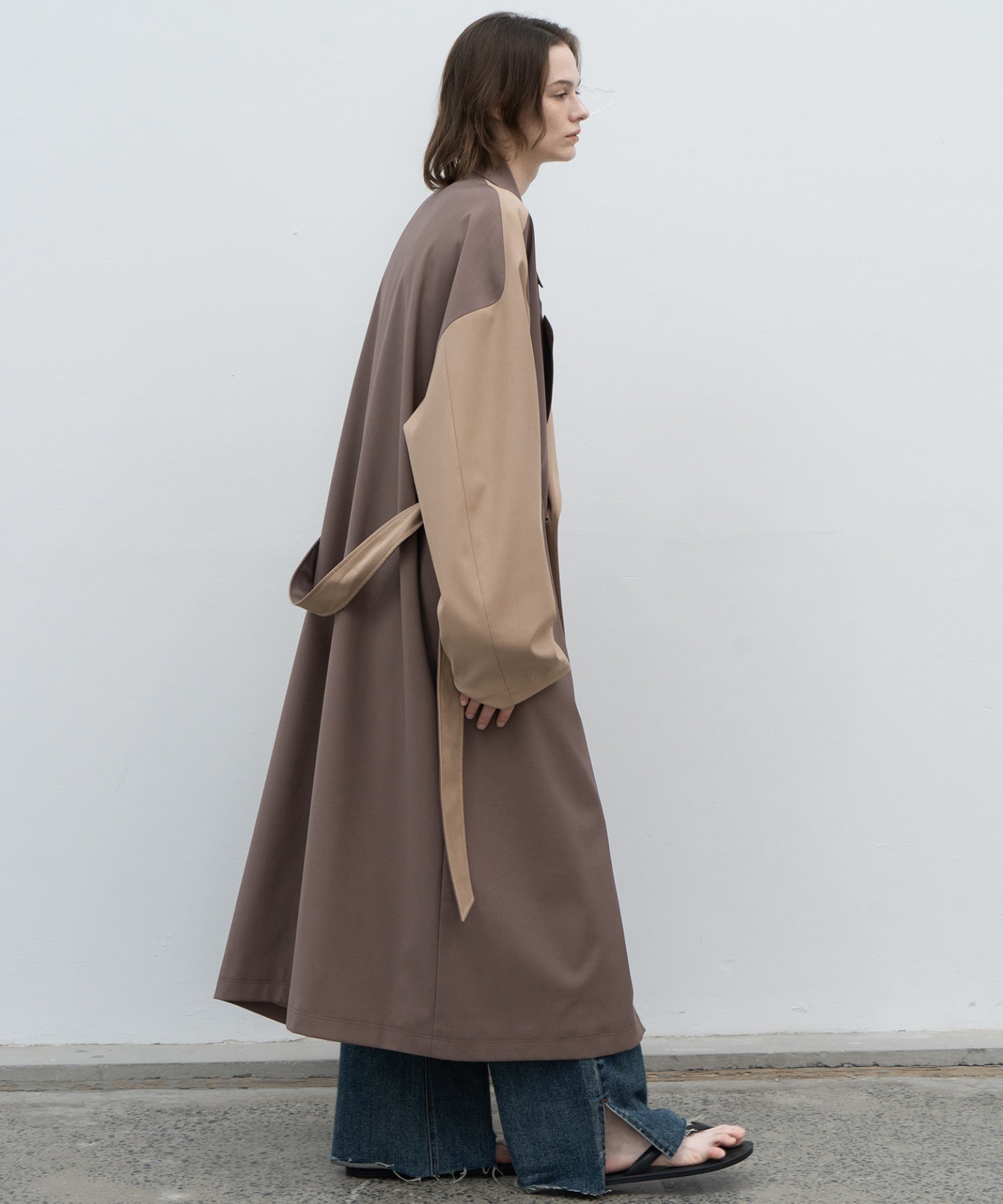 Layered Color Block Oversized Trench Coat