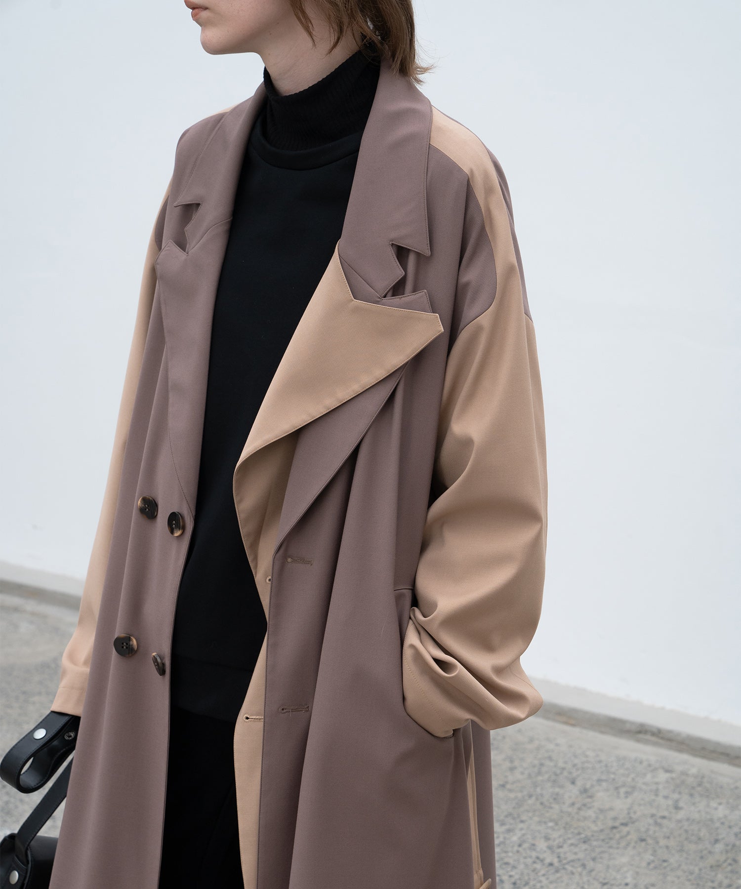 Layered Color Block Oversized Trench Coat