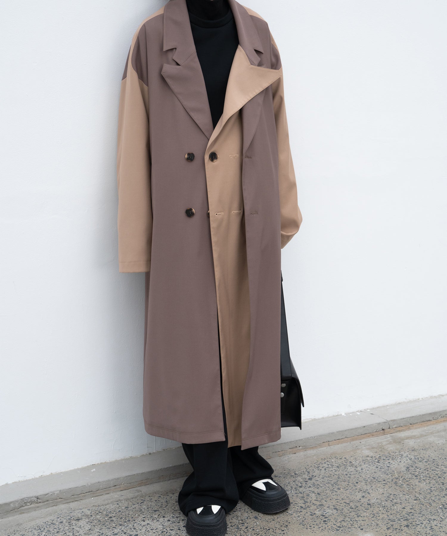 Layered Color Block Oversized Trench Coat