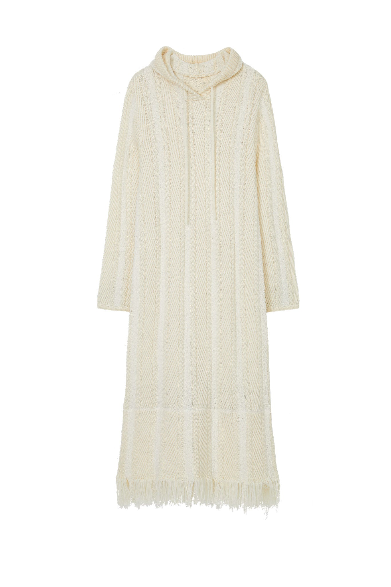 [tageechita] Hooded fringe knit dress