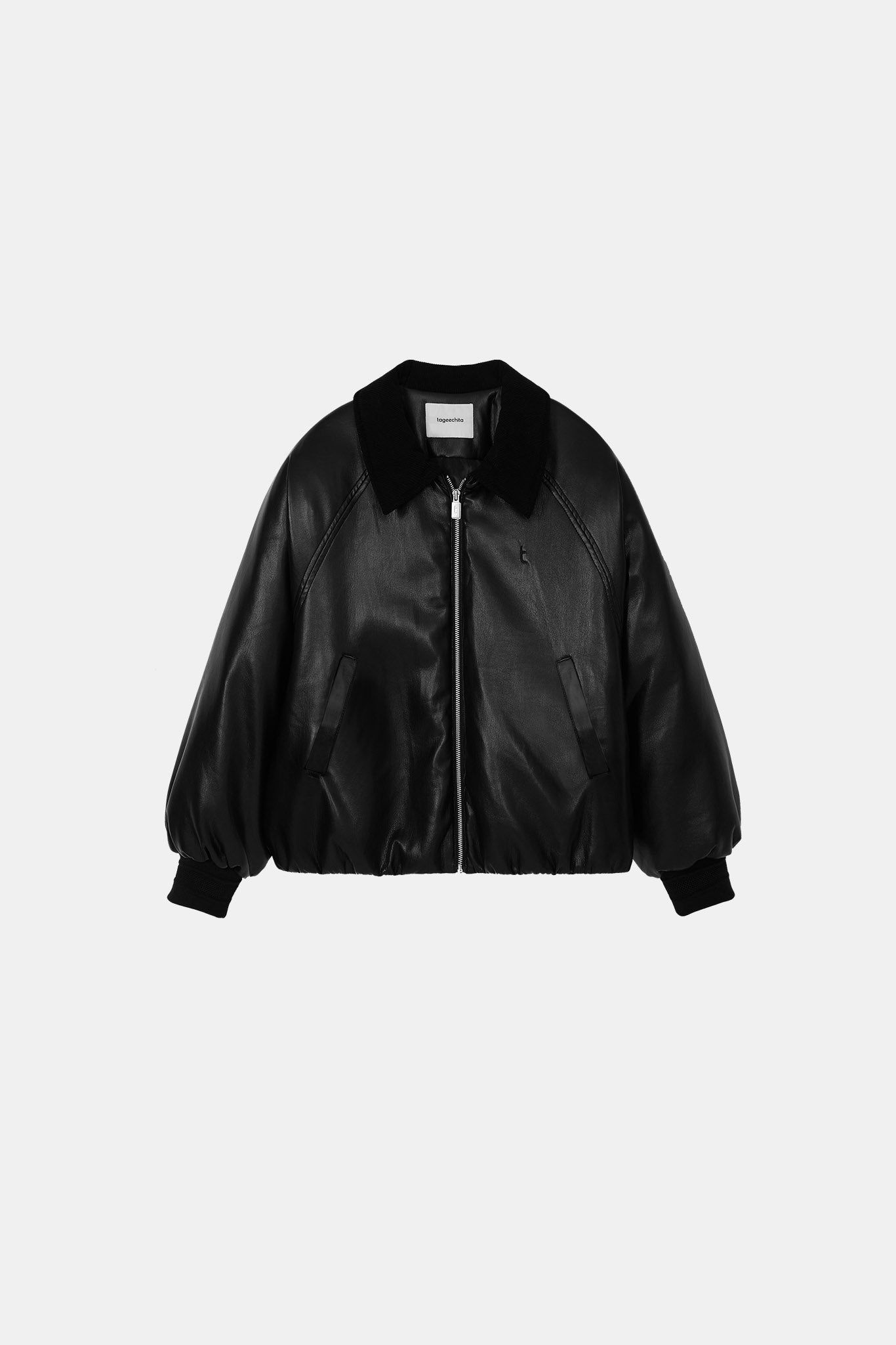 [tageechita] Faux leather flight blouson