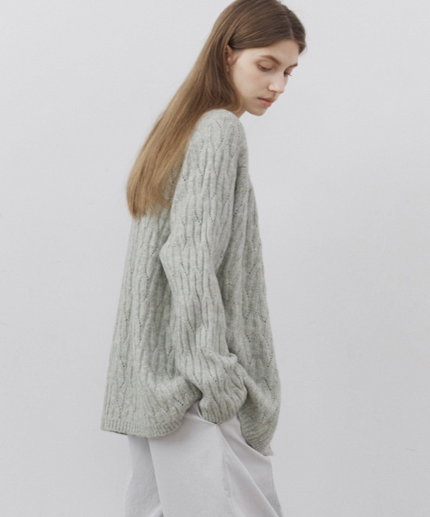 Wool-Blend Asymmetric Cable Knit Cardigan