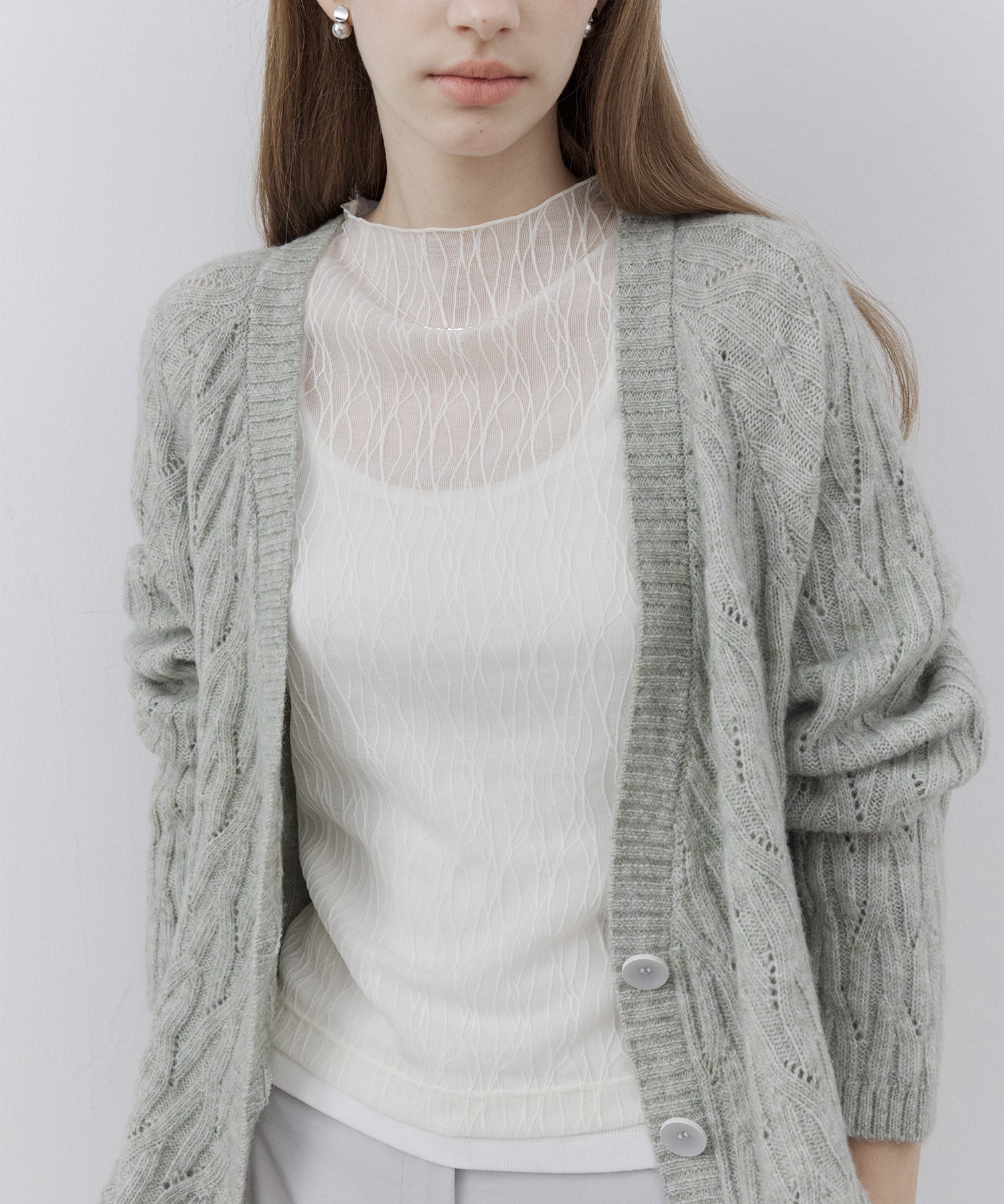 Wool-Blend Asymmetric Cable Knit Cardigan