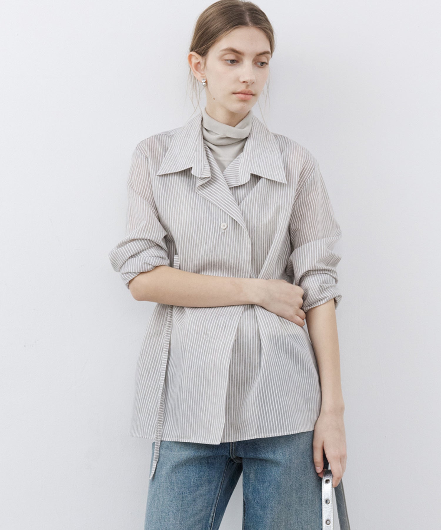 Asymmetrical Collar Tailored Shirt