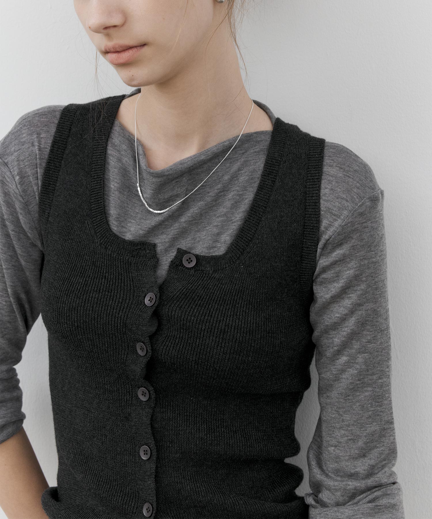 Basic Multi-Button Knit Vest