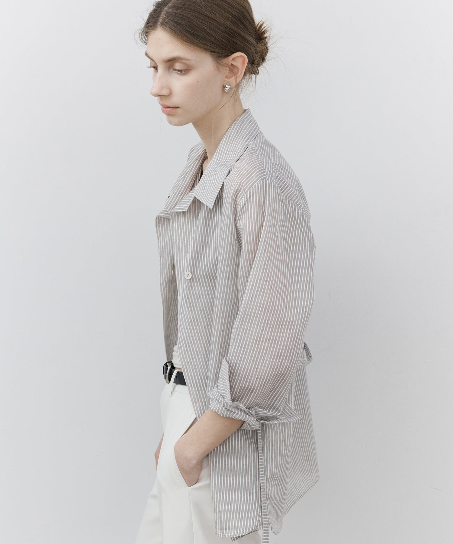 Asymmetrical Collar Tailored Shirt