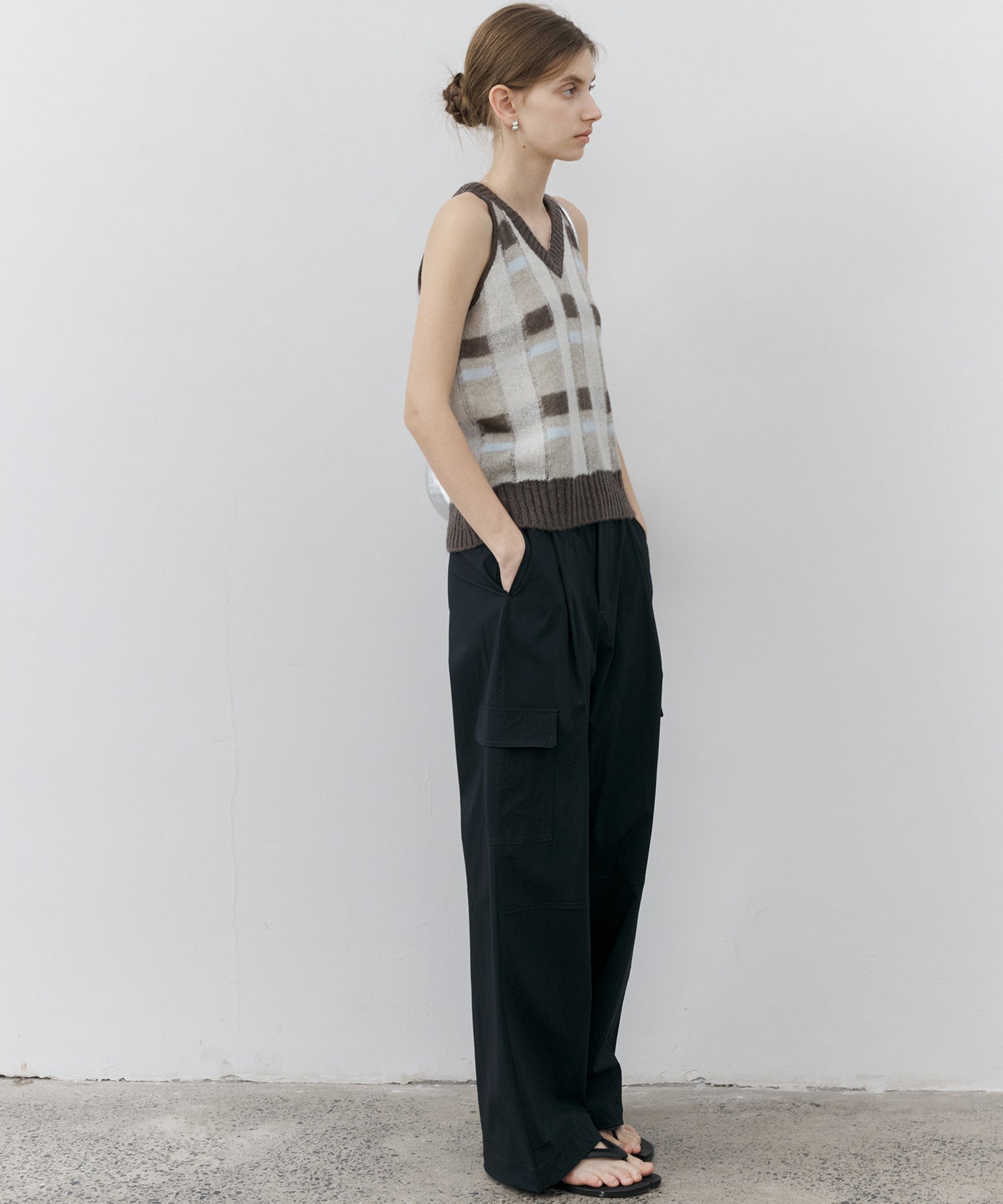 Sheer Check Pattern Knit Tank
