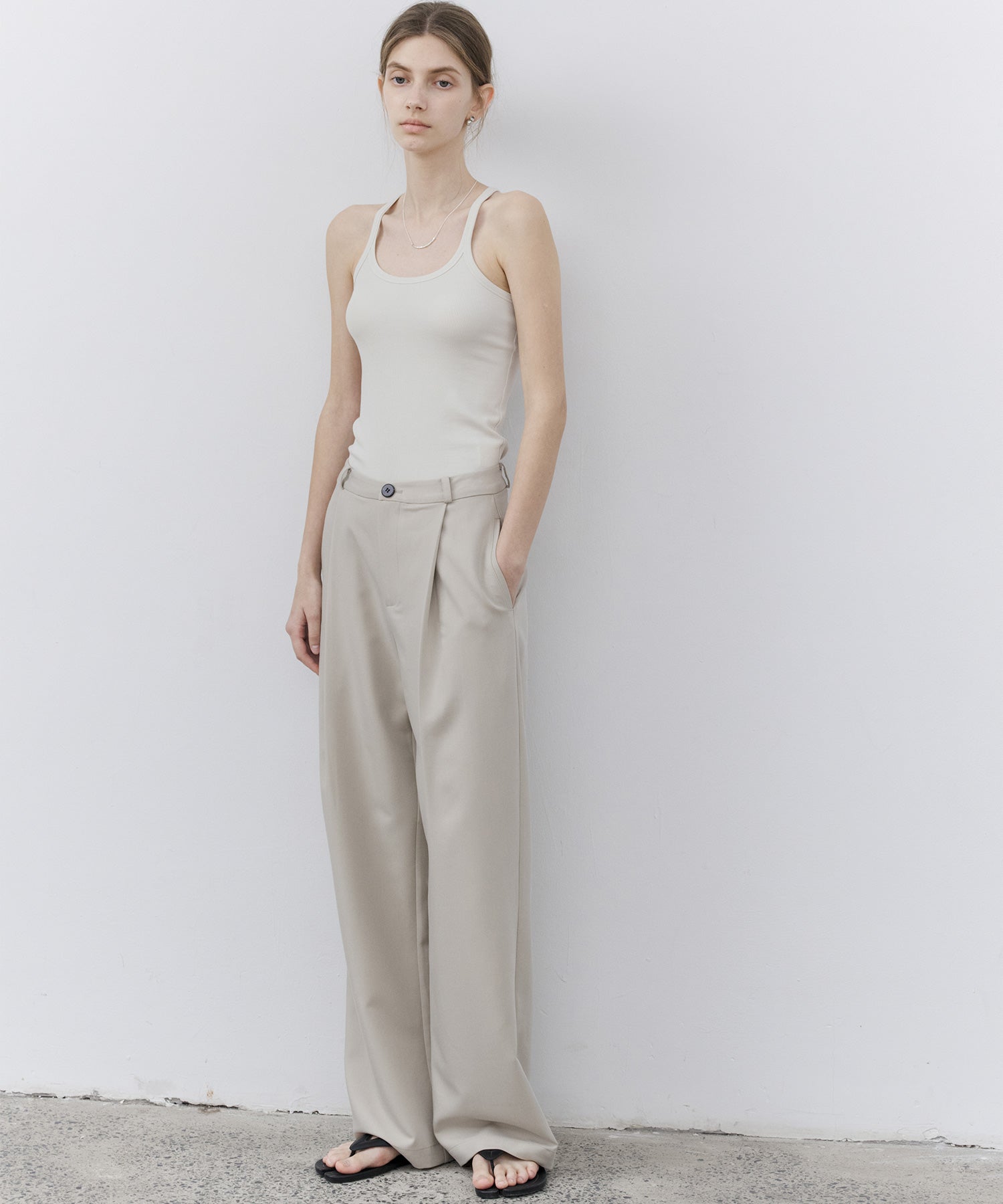 Basic Drape Tailored Straight Slacks