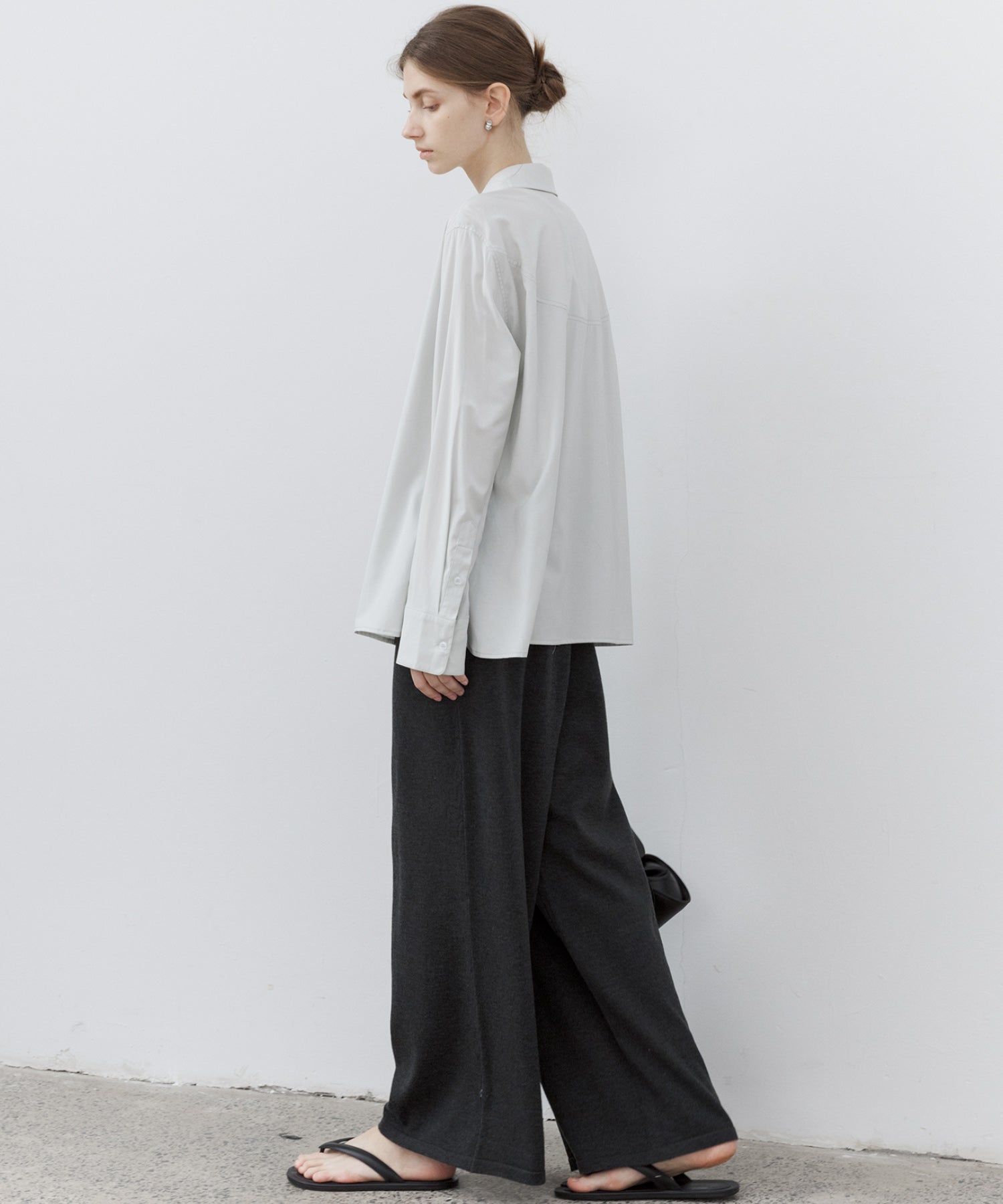 Waist Tuck Knit Wide-Leg Pants