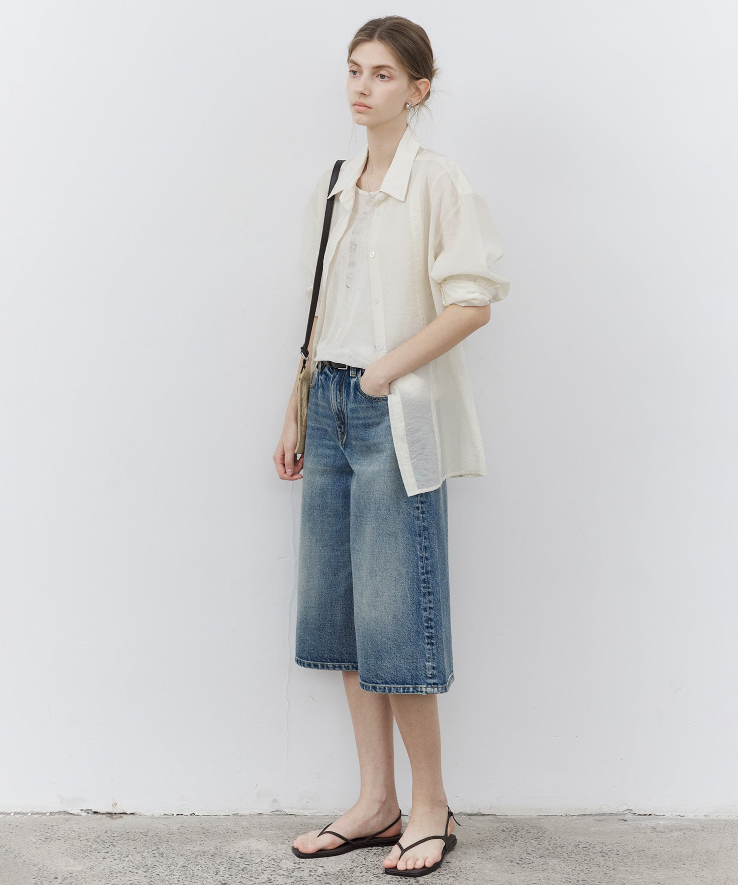 Mid-Wash Denim Bermuda Shorts