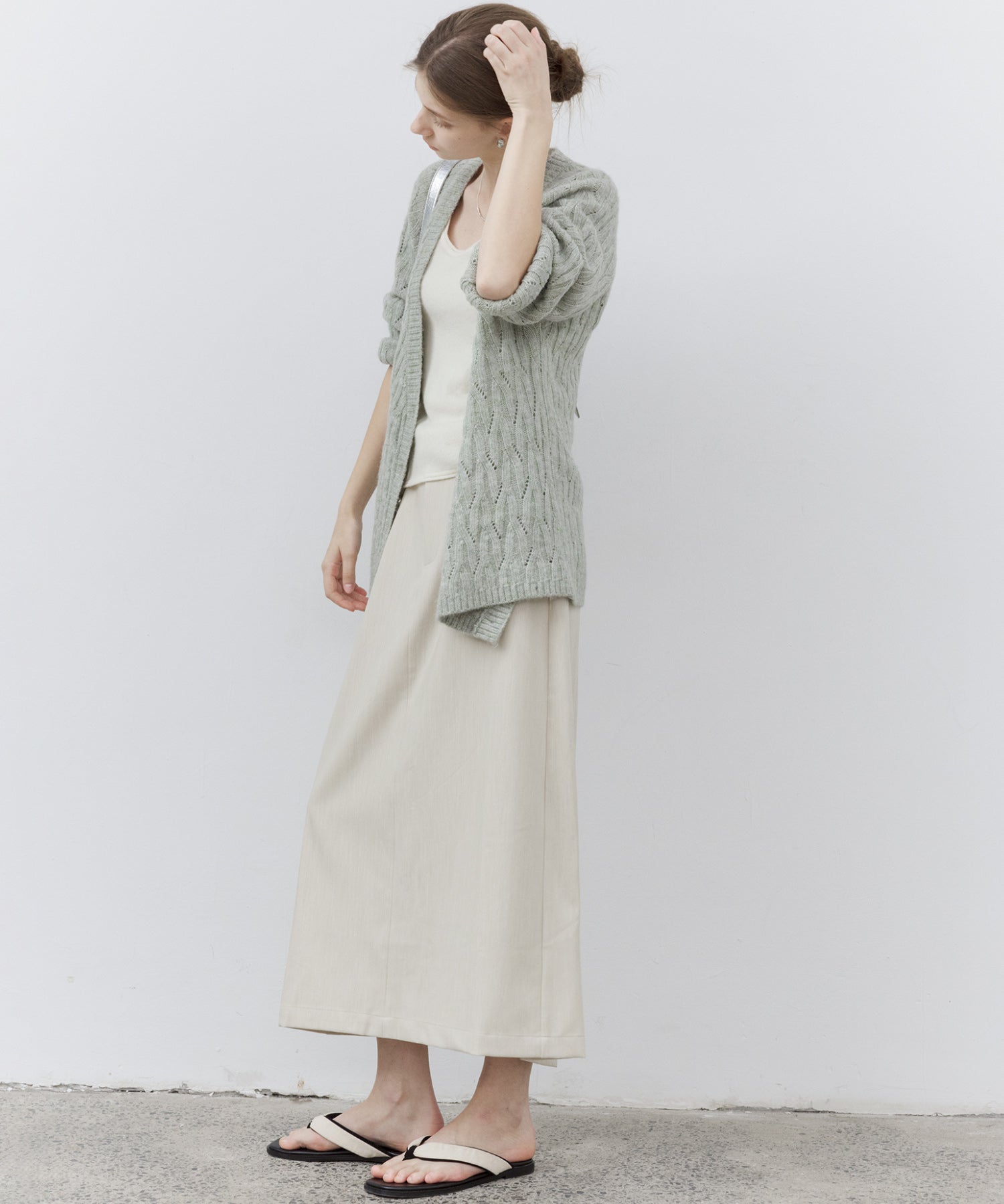 Wool-Blend Asymmetric Cable Knit Cardigan