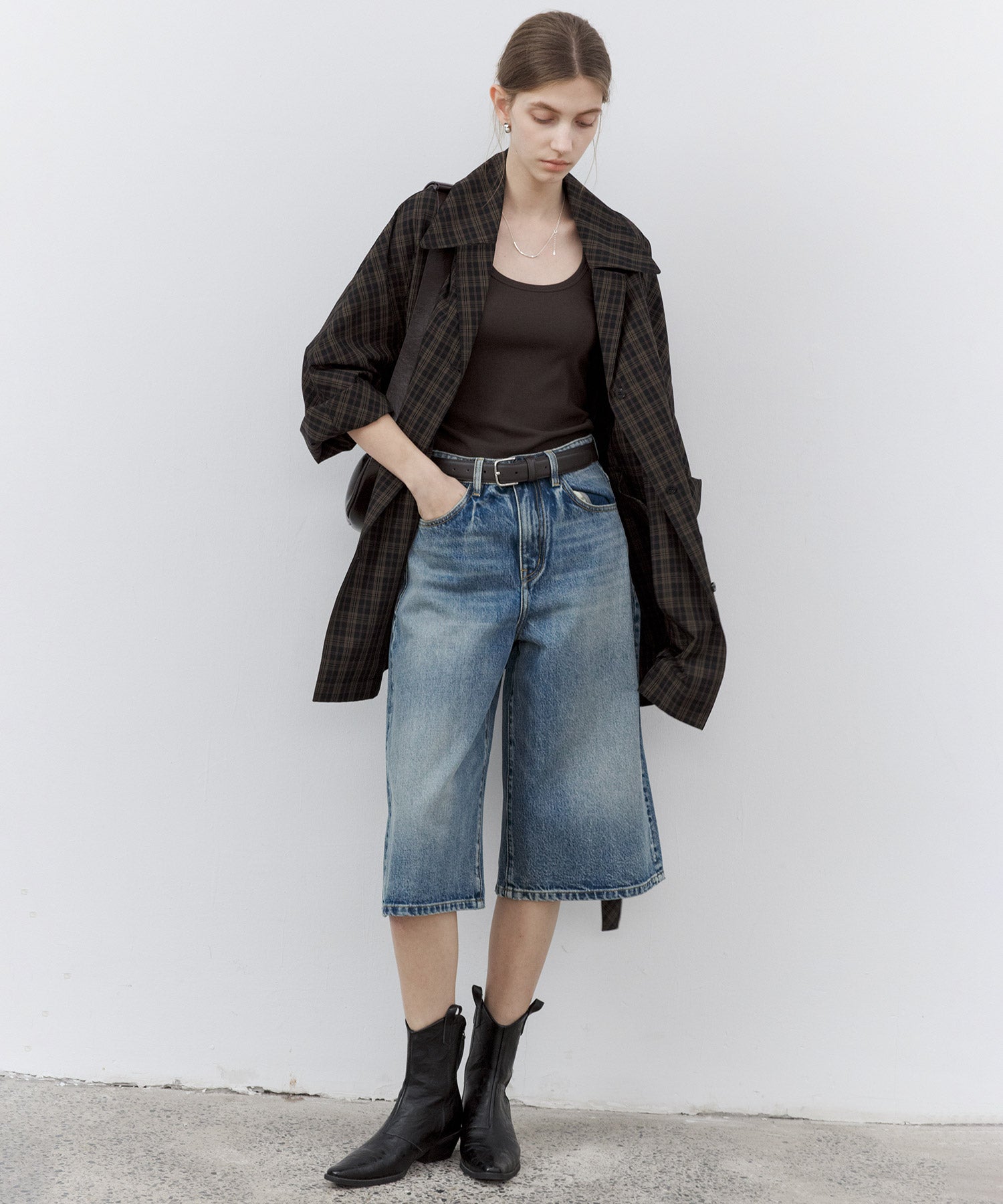 Mid-Wash Denim Bermuda Shorts