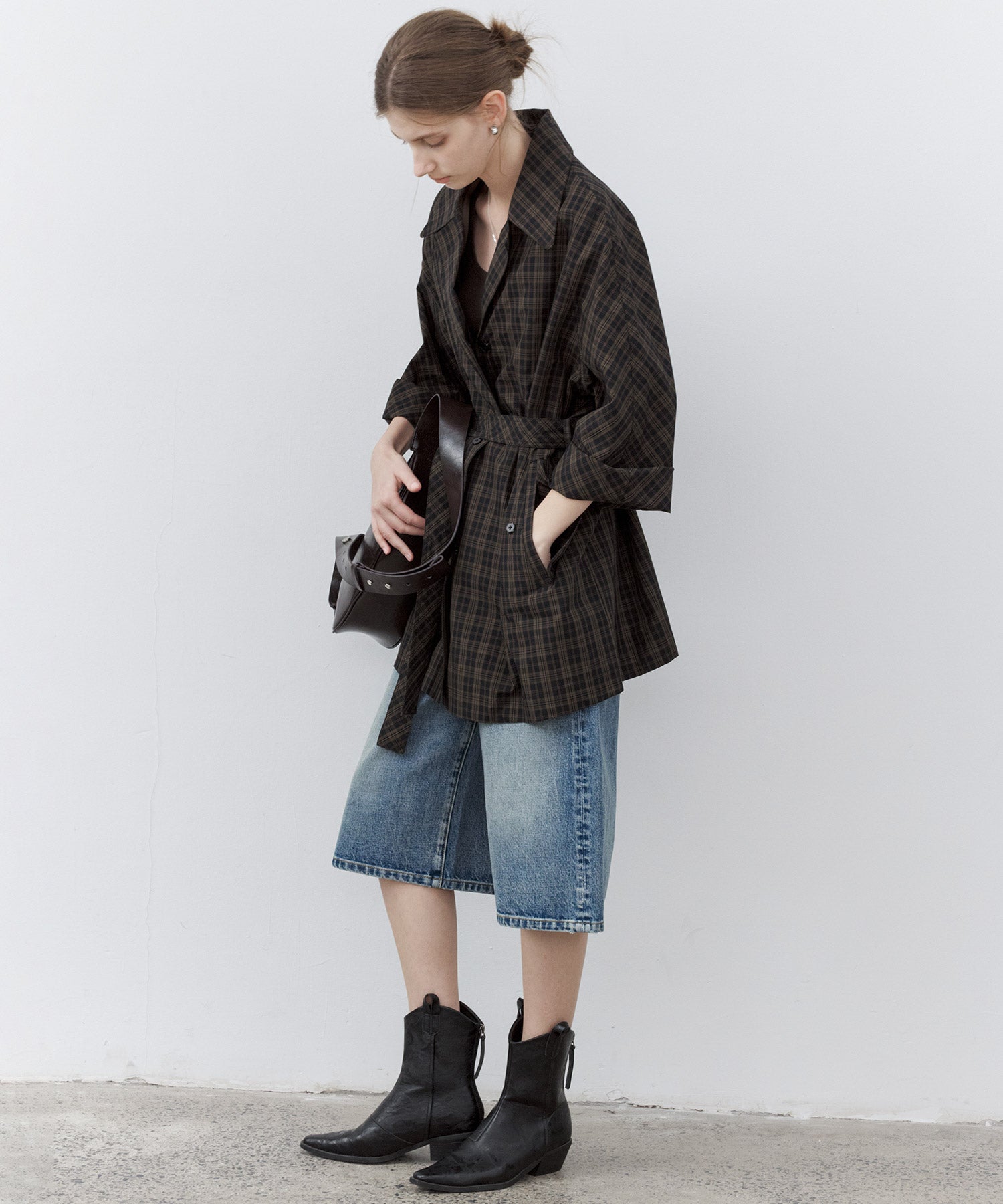 Mid-Wash Denim Bermuda Shorts