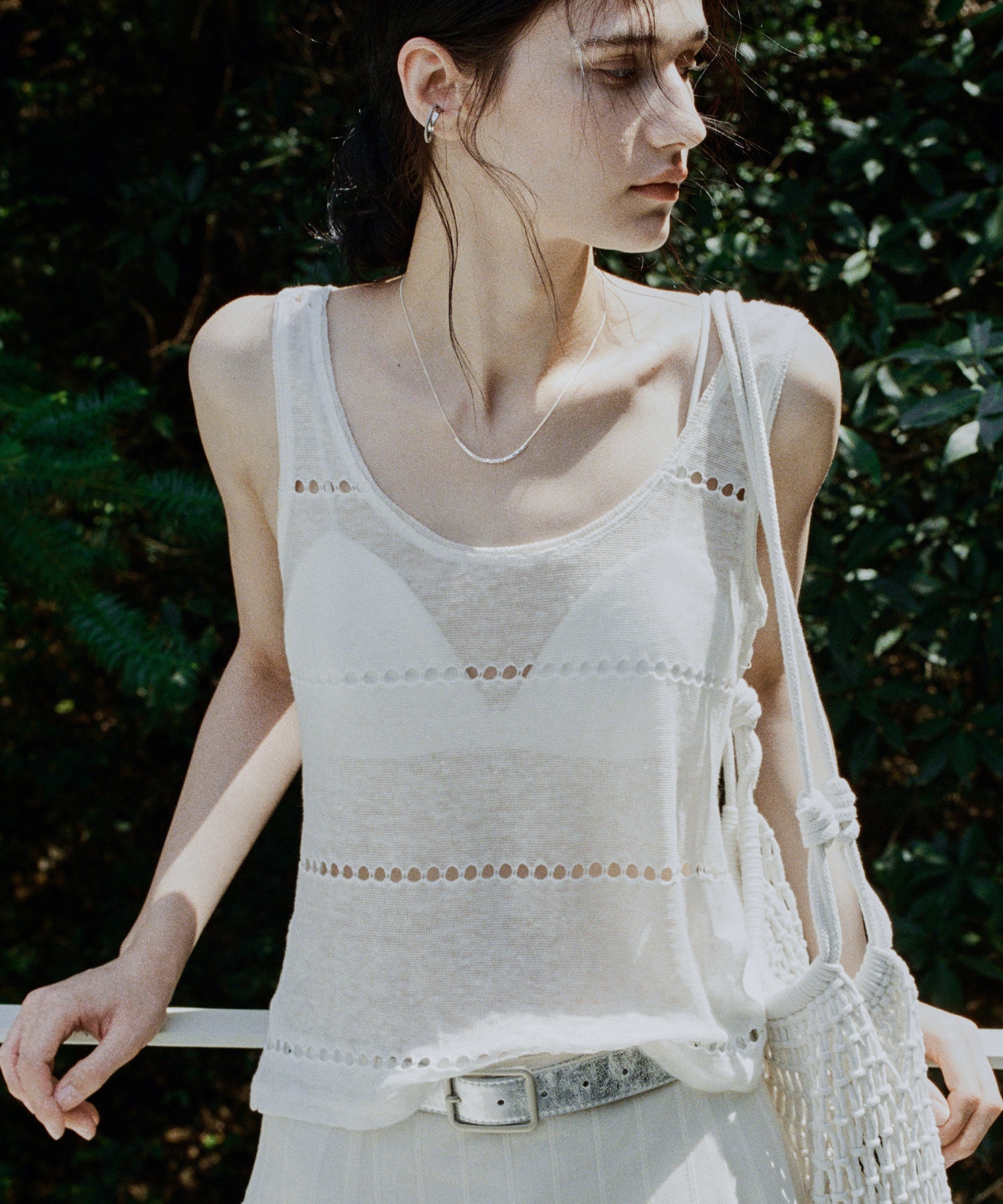 Sheer Knit Sleeveless Blouse – Stylish Summer Layer