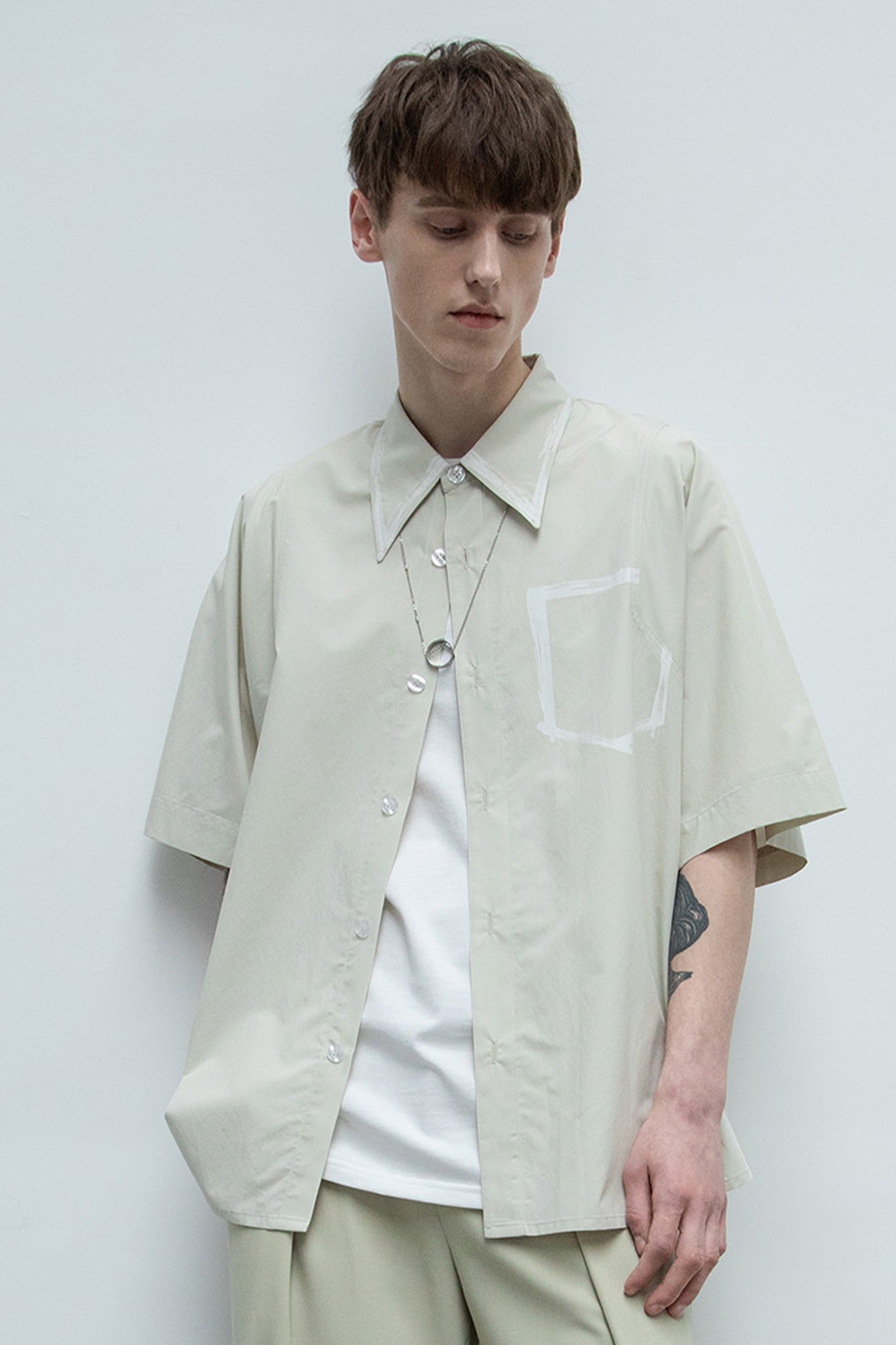 [UNISEX] Brushed paint overshirt 