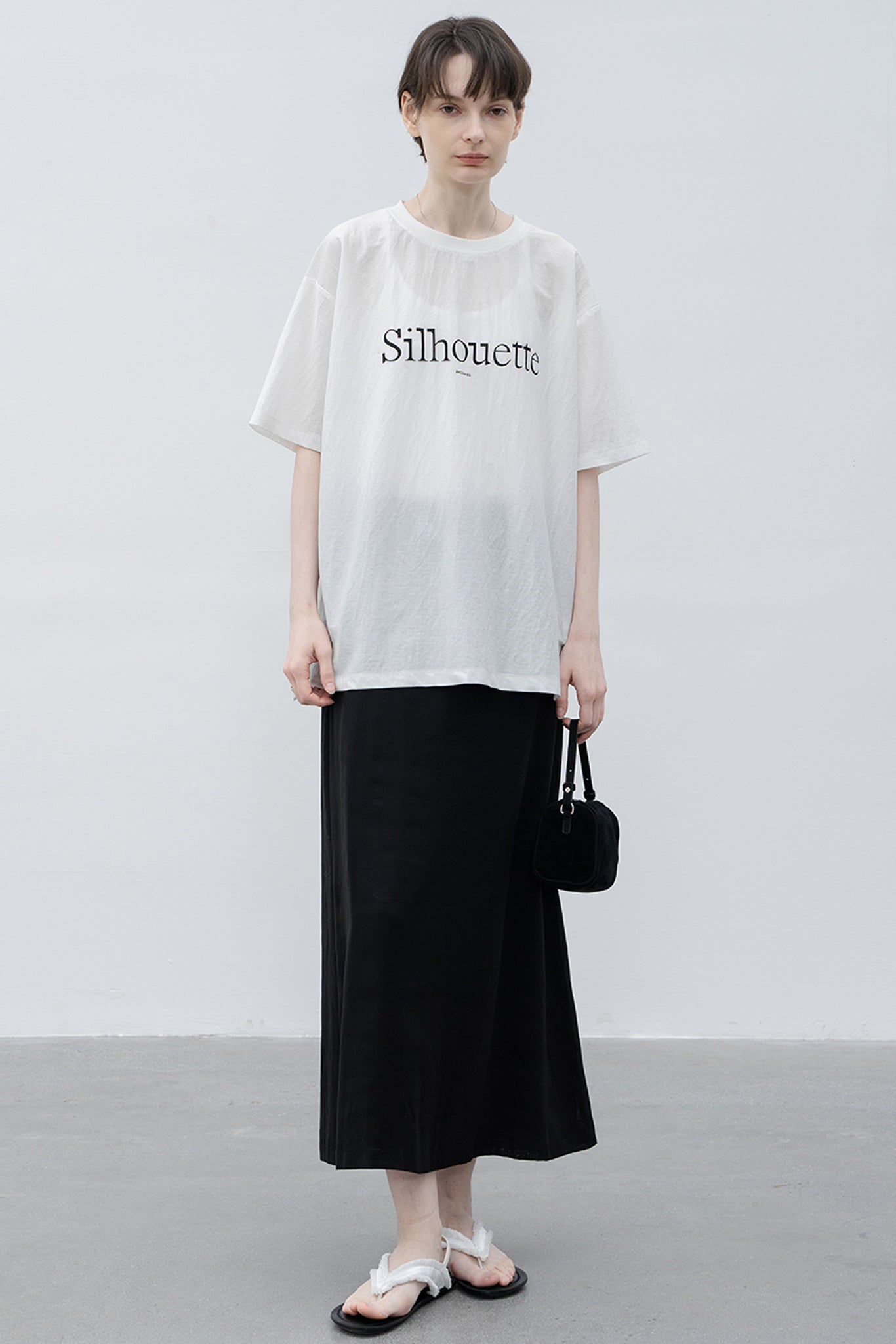 "silhouette" print cut and sew / T-shirt