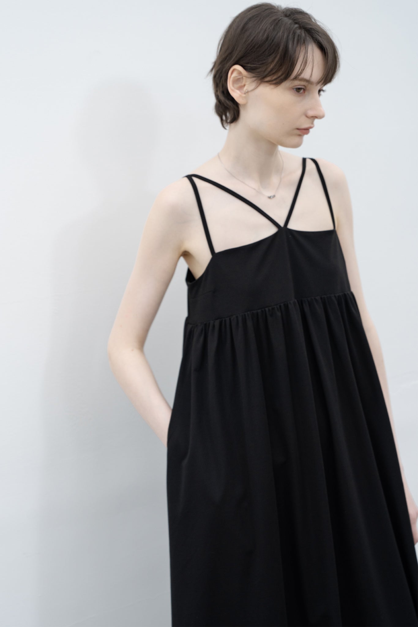 Front cross strap cami dress 