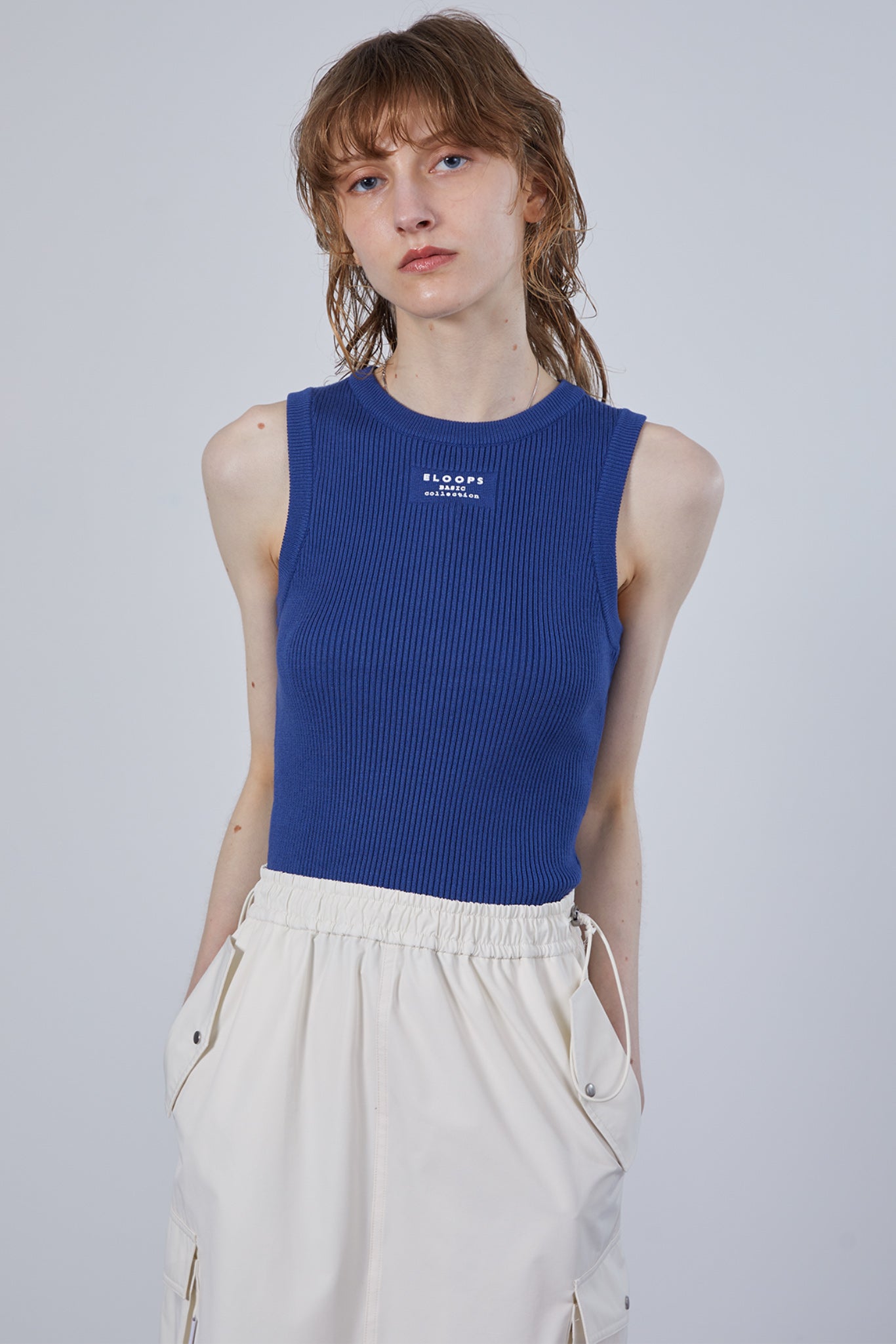 &lt;NEW COLOR&gt; American sleeve ribbed tank top with front logo/inner