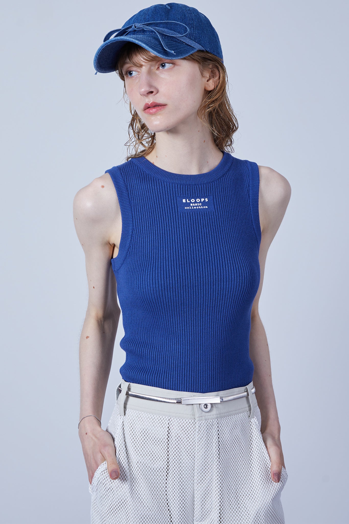 &lt;NEW COLOR&gt; American sleeve ribbed tank top with front logo/inner