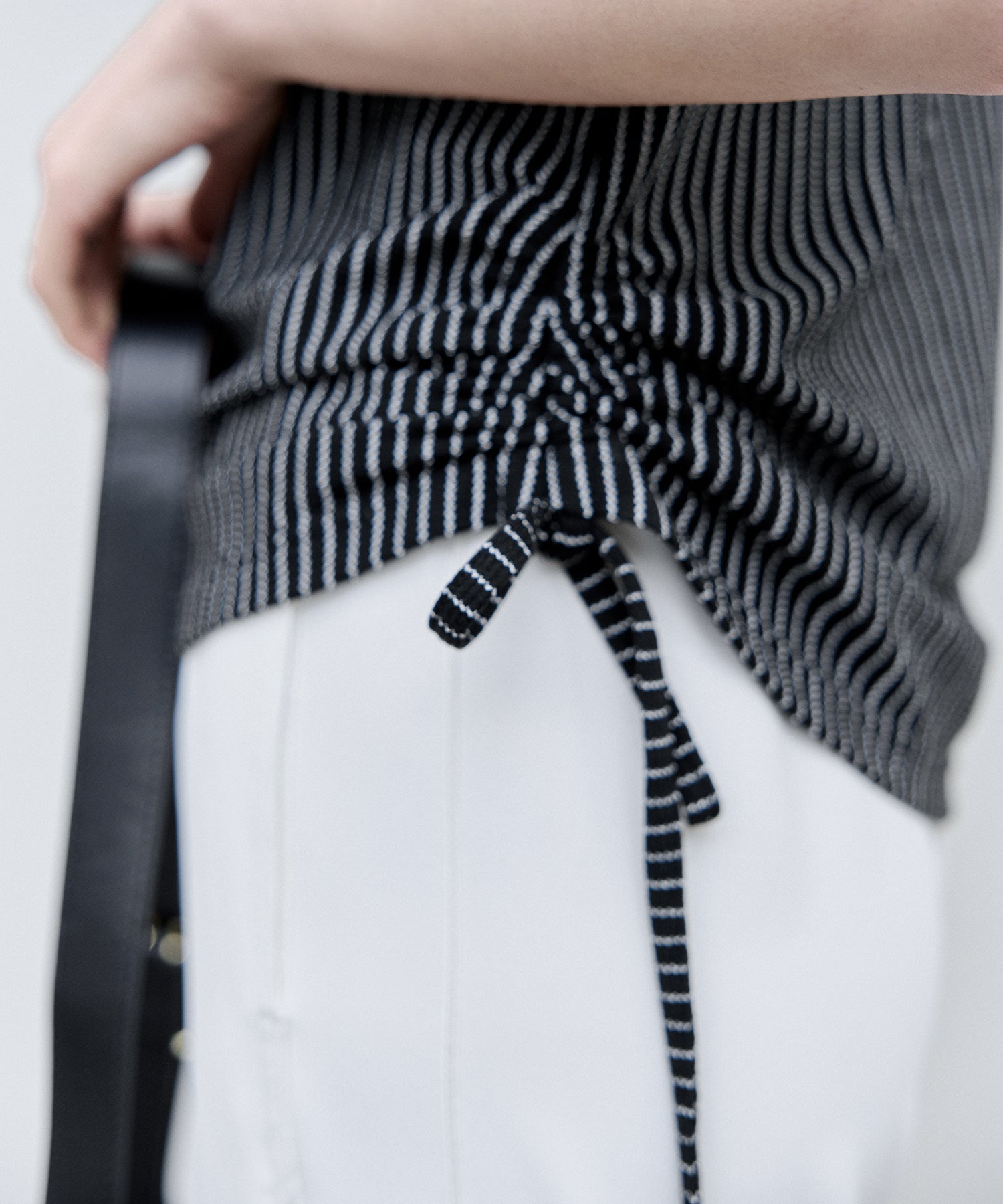 Striped Sleeveless Top with Adjustable Hem & Boat Neck