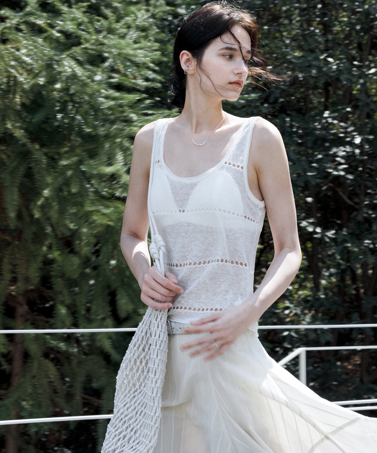 Sheer Knit Sleeveless Blouse – Stylish Summer Layer
