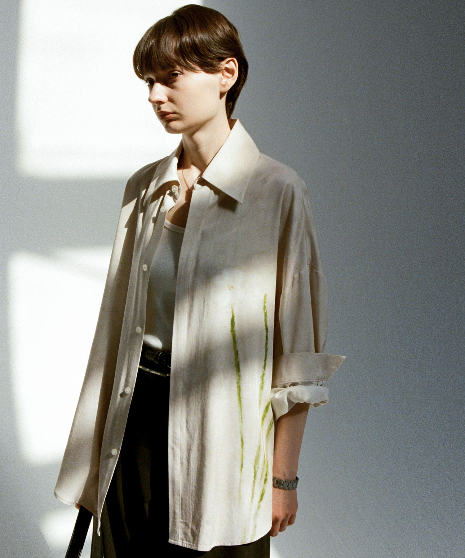 Art Print Oversized Shirt with Dropped Shoulders