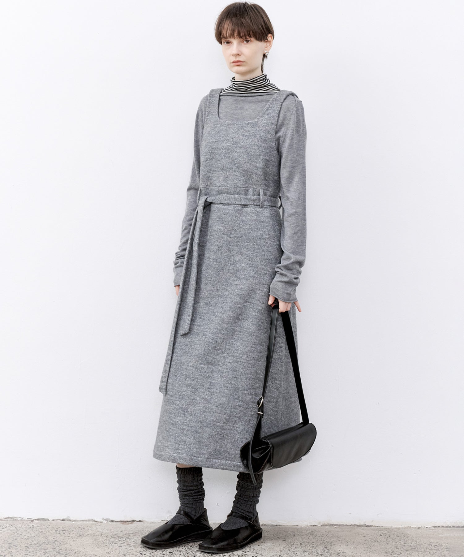 「PRE ORDER」Wool-Blend Belted Jumper Dress