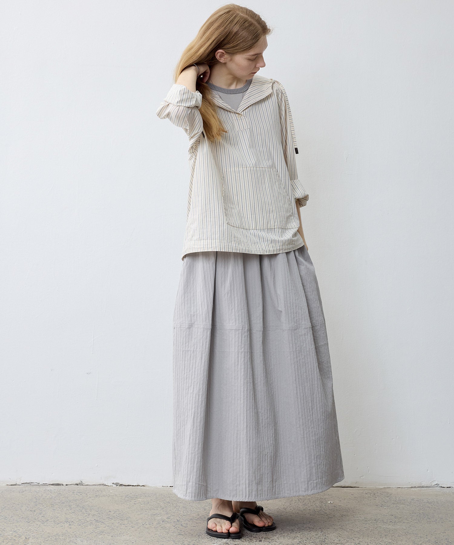 Striped Shirt-Style Pullover Hoodie