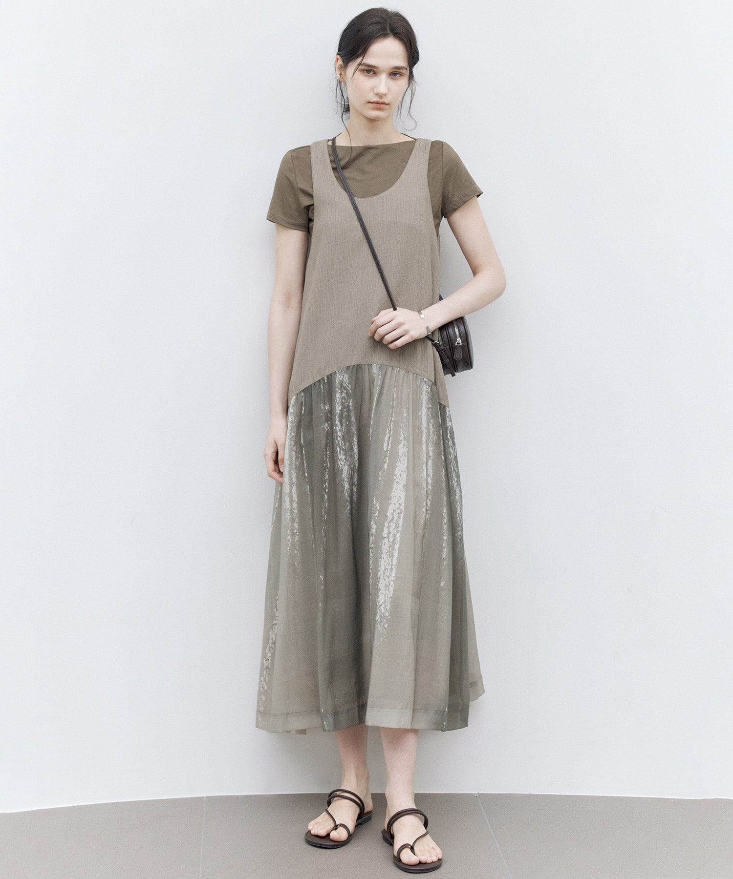 Artistic Light &amp; Shadow Print Sleeveless Dress