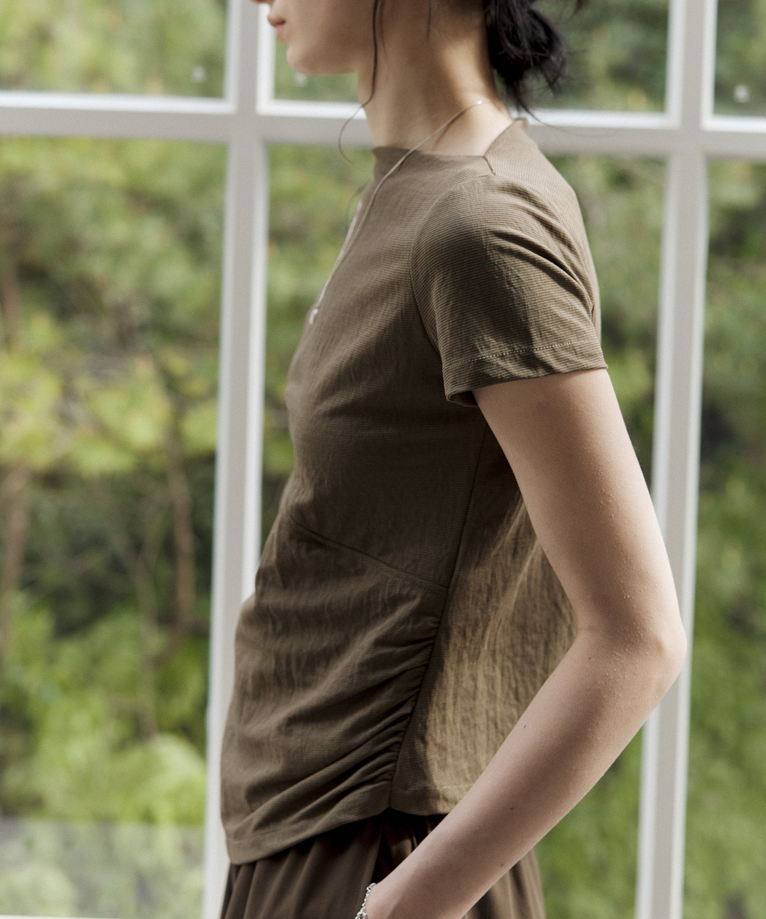 Asymmetric Slim Fit T-Shirt with Boat Neck – Deconstructed Style