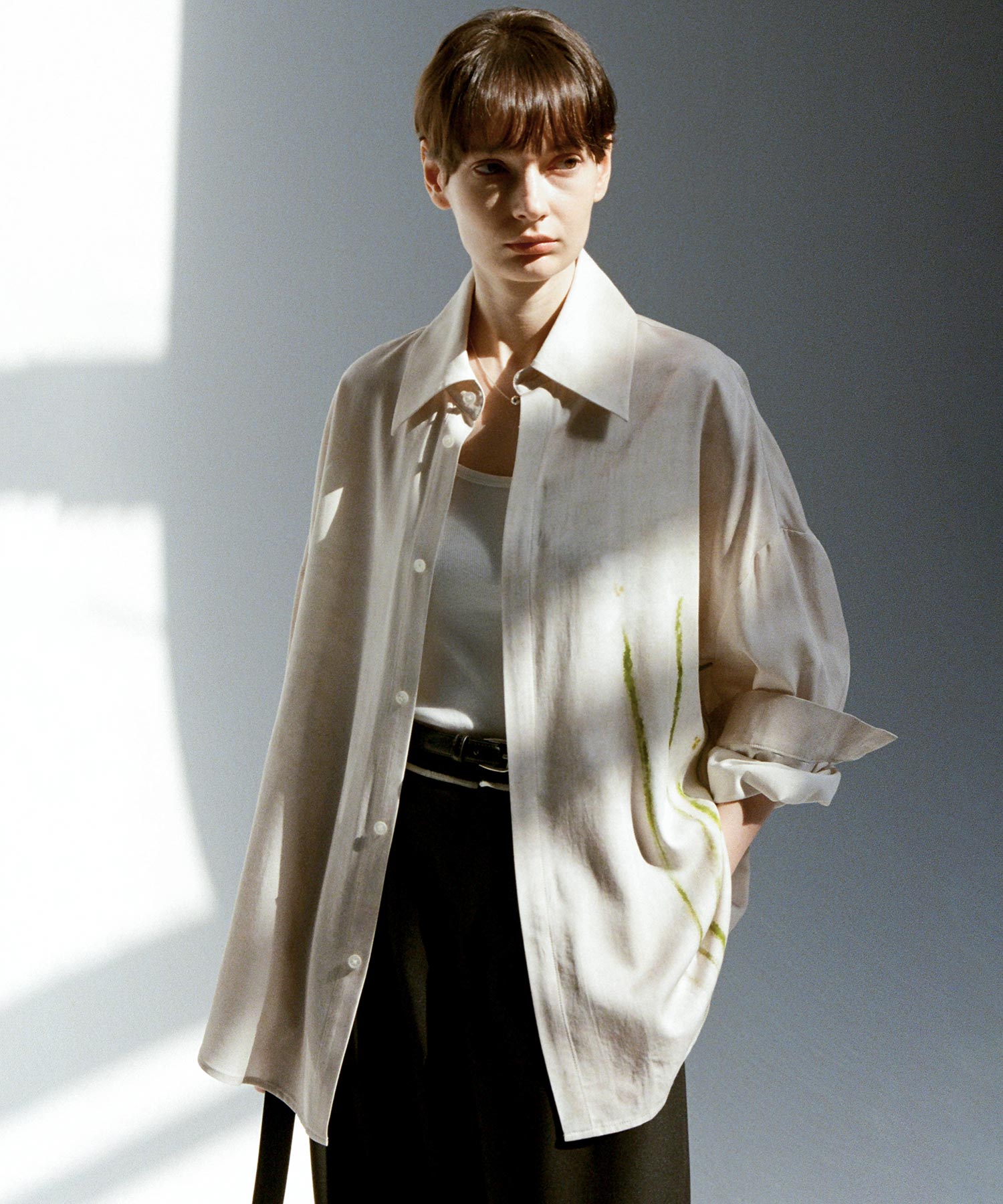 Art Print Oversized Shirt with Dropped Shoulders