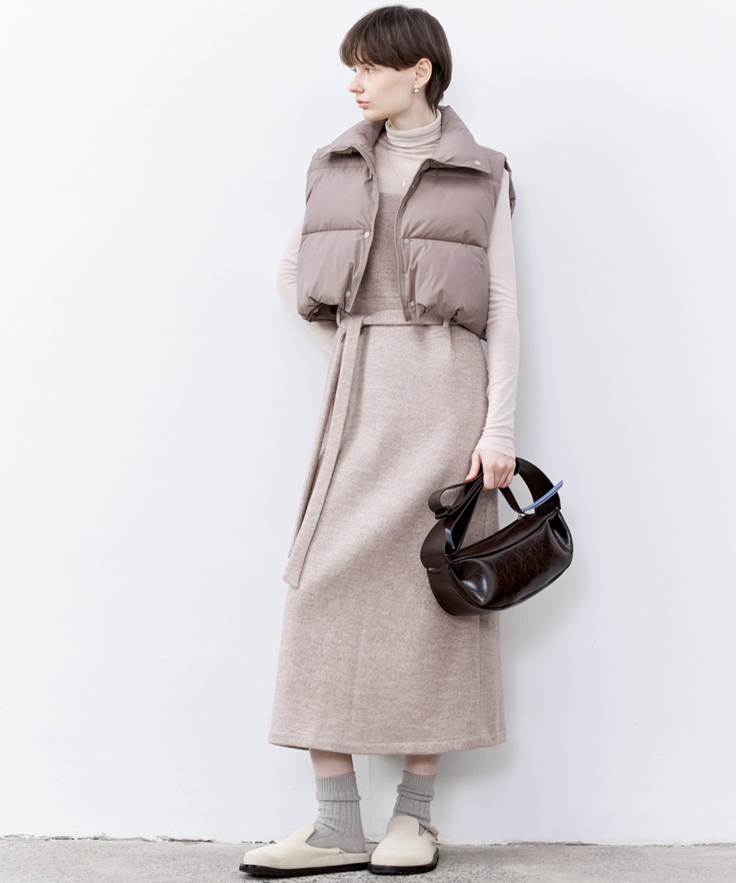 「PRE ORDER」Wool-Blend Belted Jumper Dress