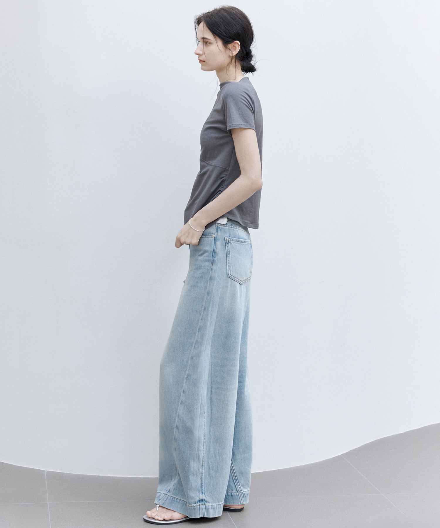 Asymmetric Slim Fit T-Shirt with Boat Neck – Deconstructed Style