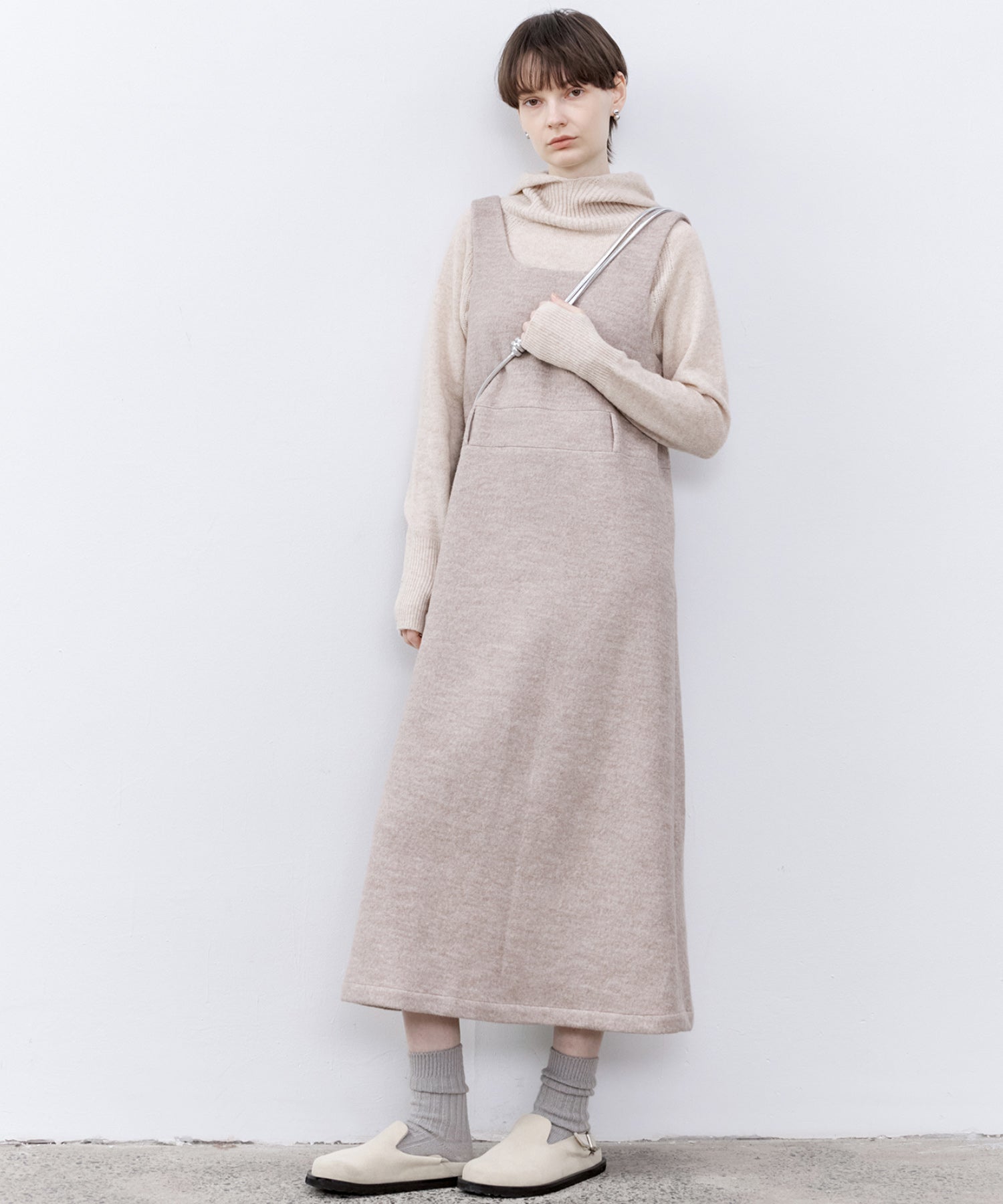 「PRE ORDER」Wool-Blend Belted Jumper Dress