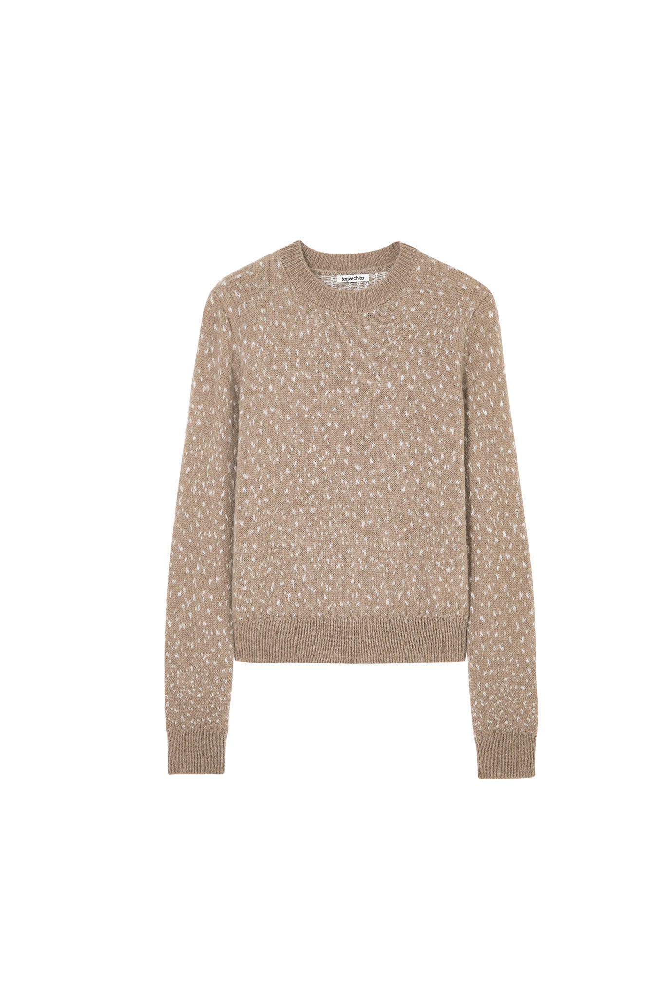 [tageechita] Wool blend jacquard crew neck knit