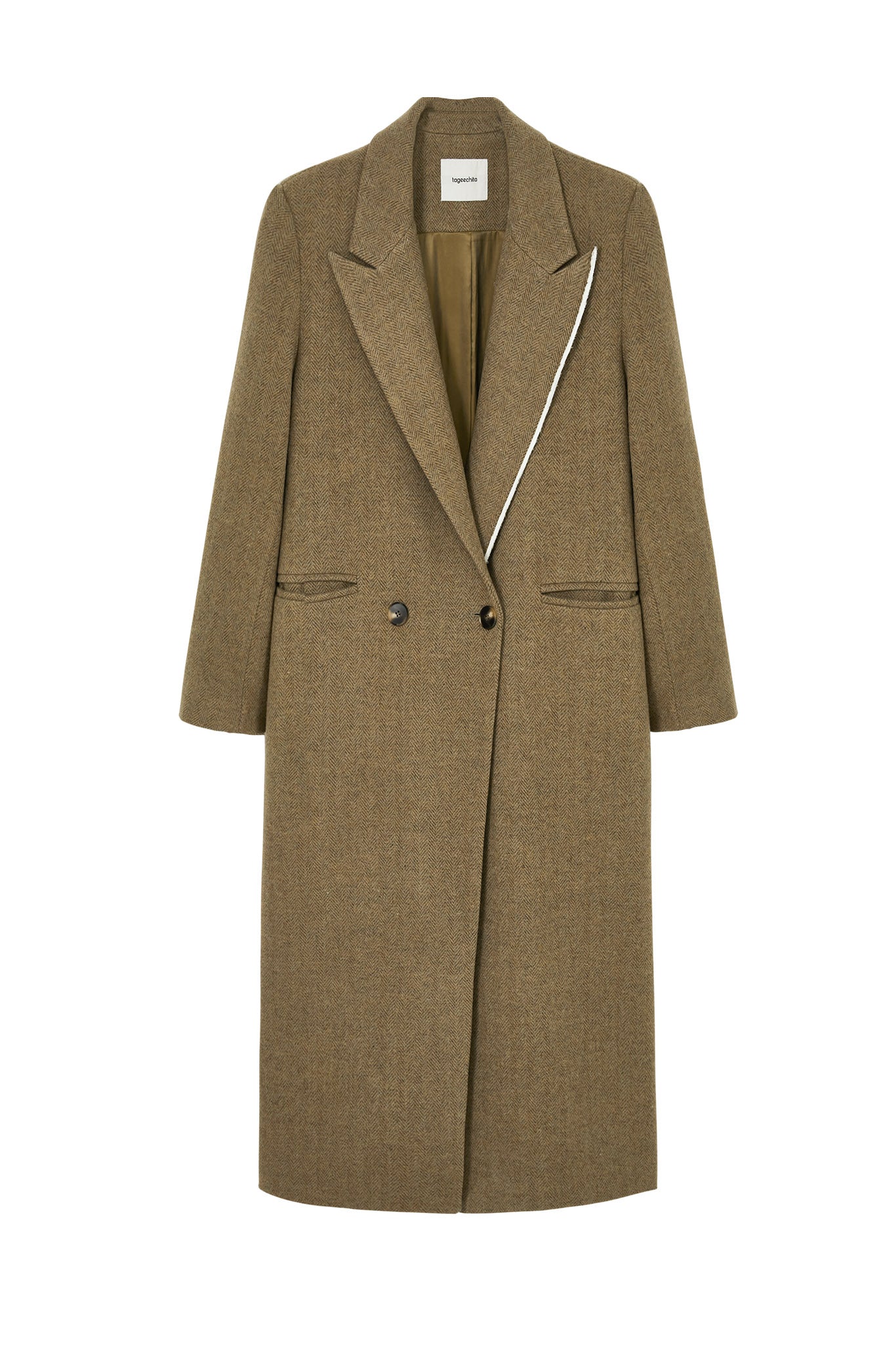 [tageechita] Asymmetric piping long coat