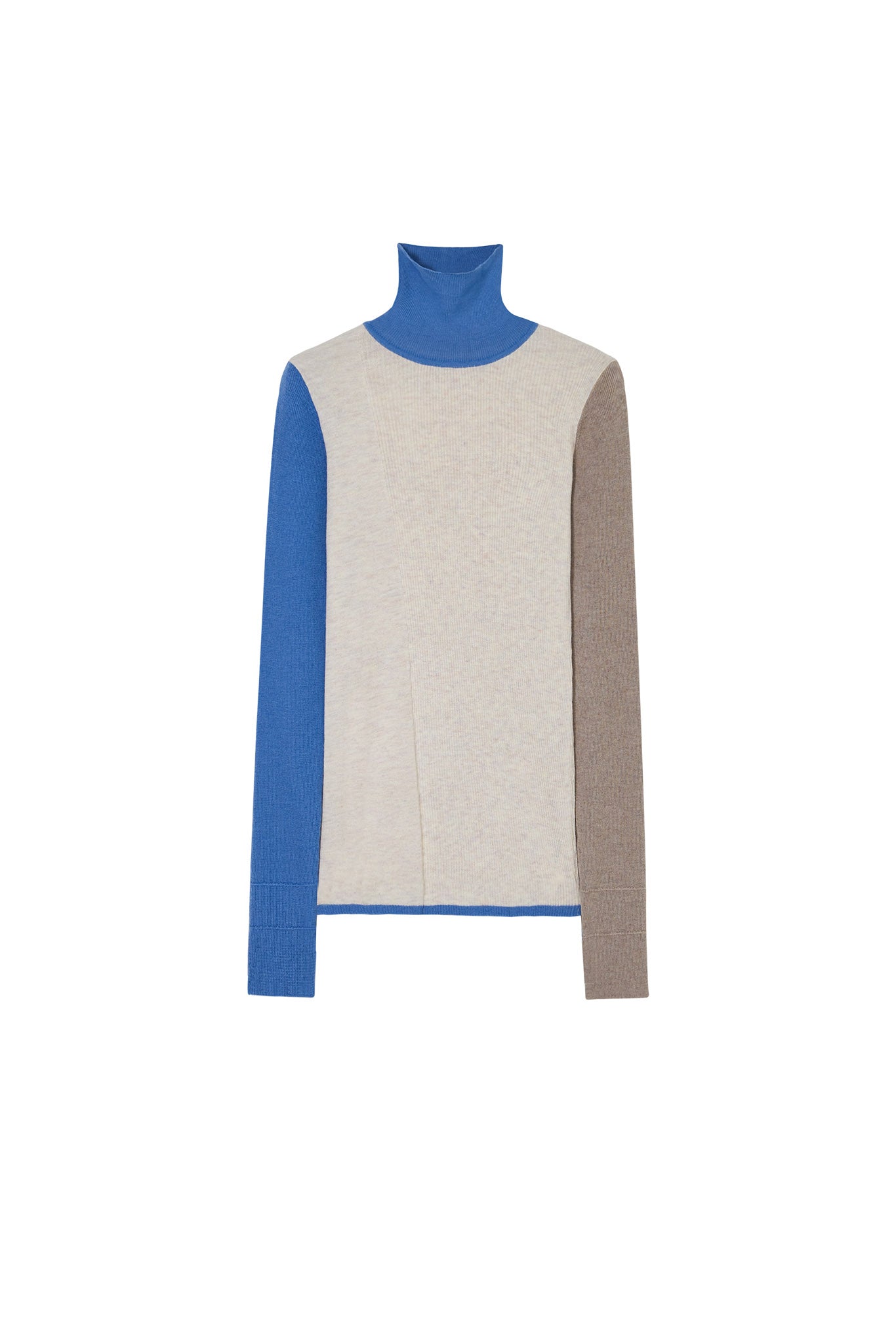 [tageechita] Bicolor high neck wool knit tops