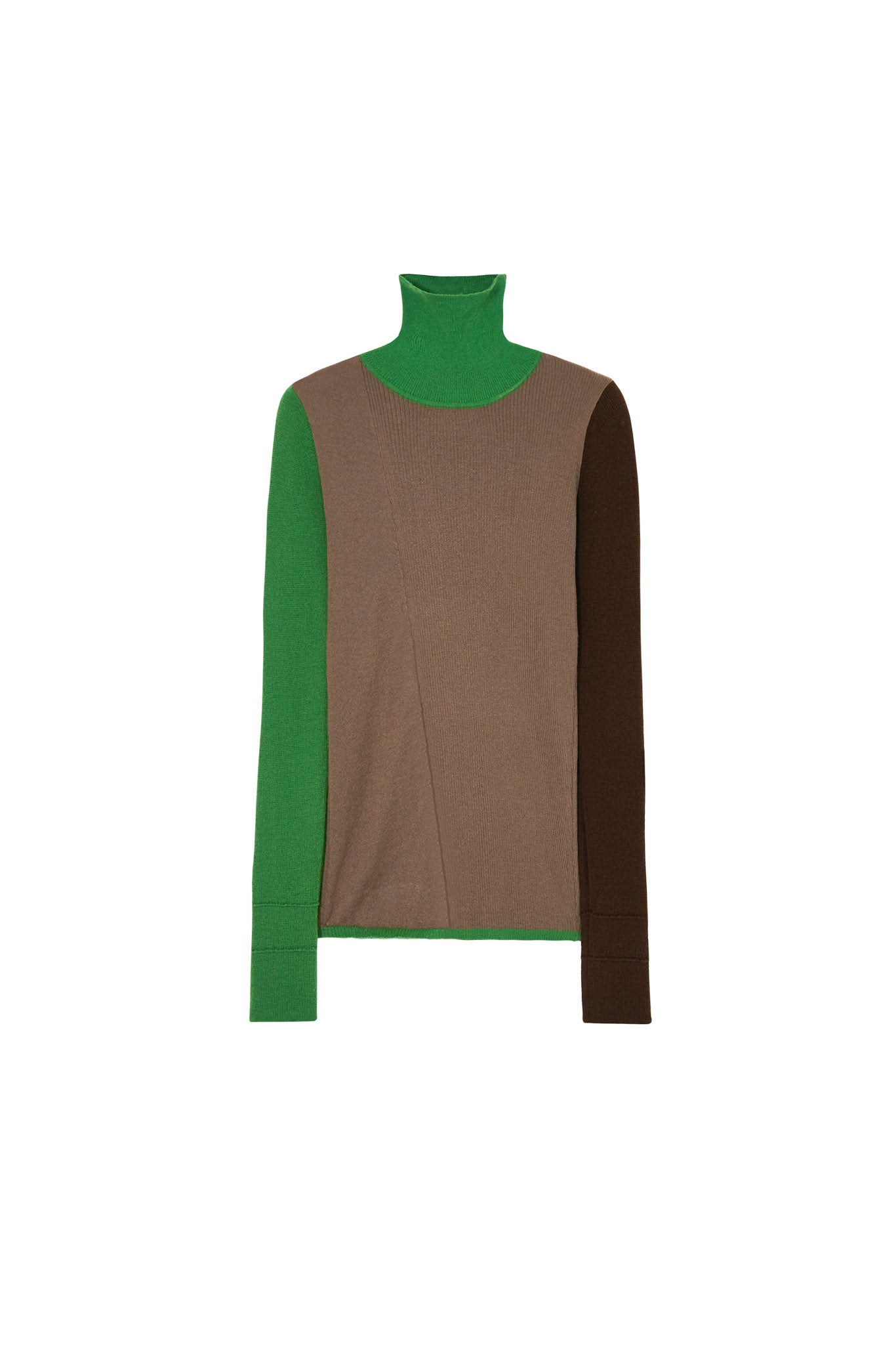 [tageechita] Bicolor high neck wool knit tops