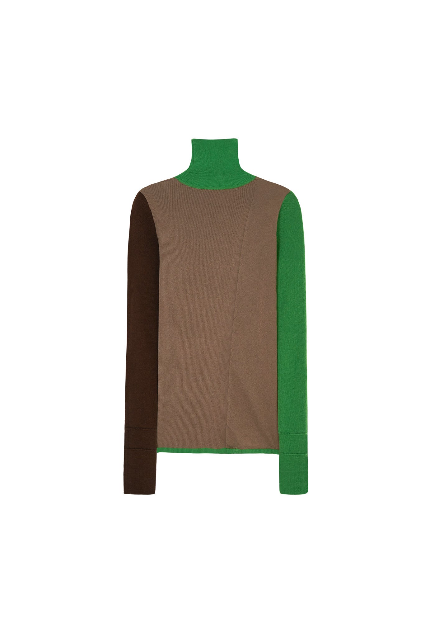 [tageechita] Bicolor high neck wool knit tops