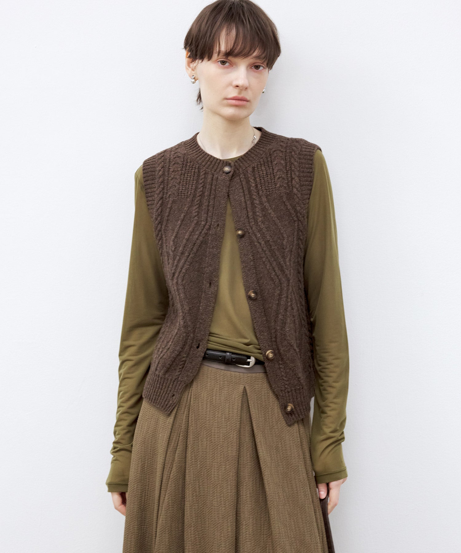 Wool Cable-Knit Vest