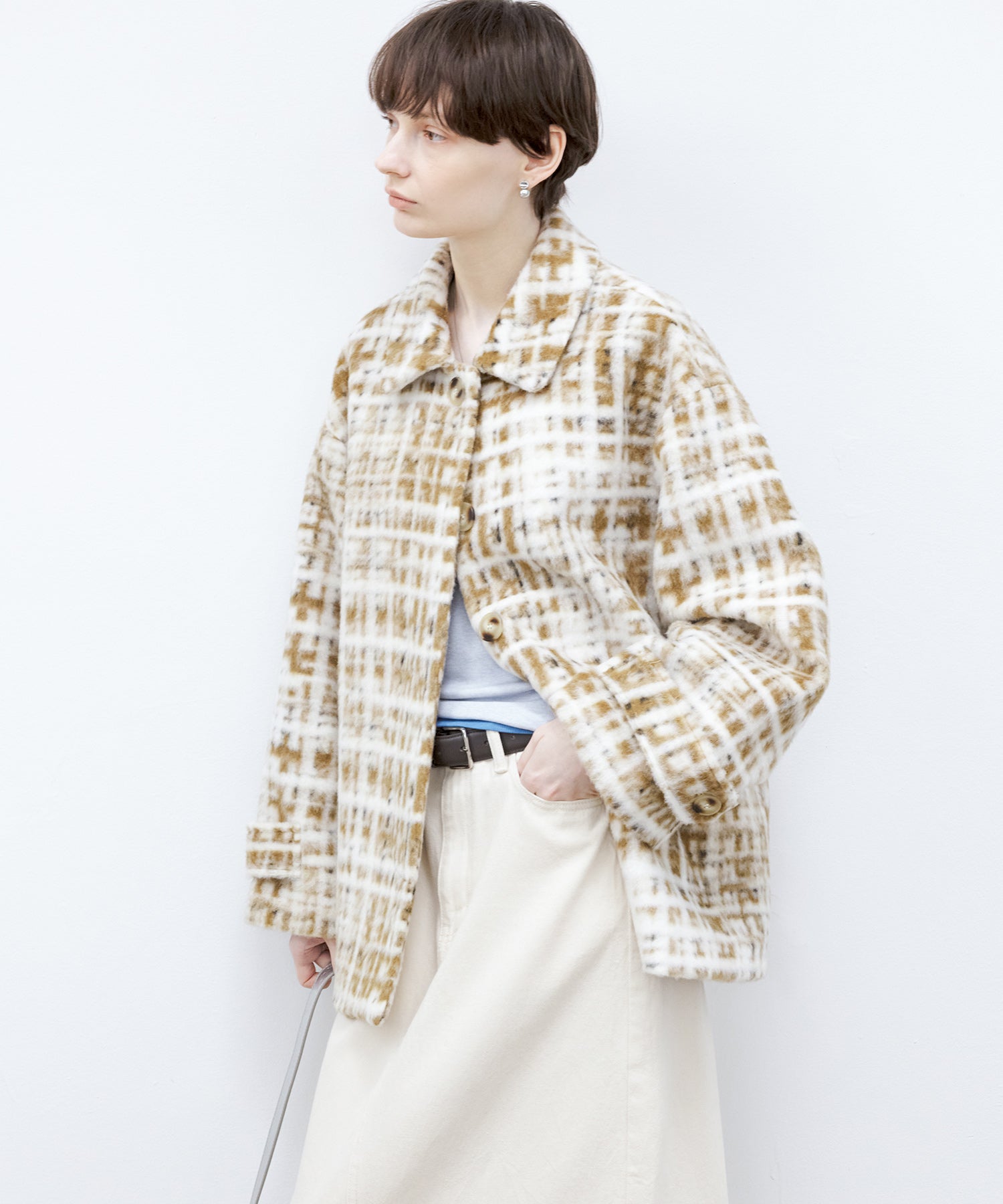 [tageechita] Compressed wool random check jacket