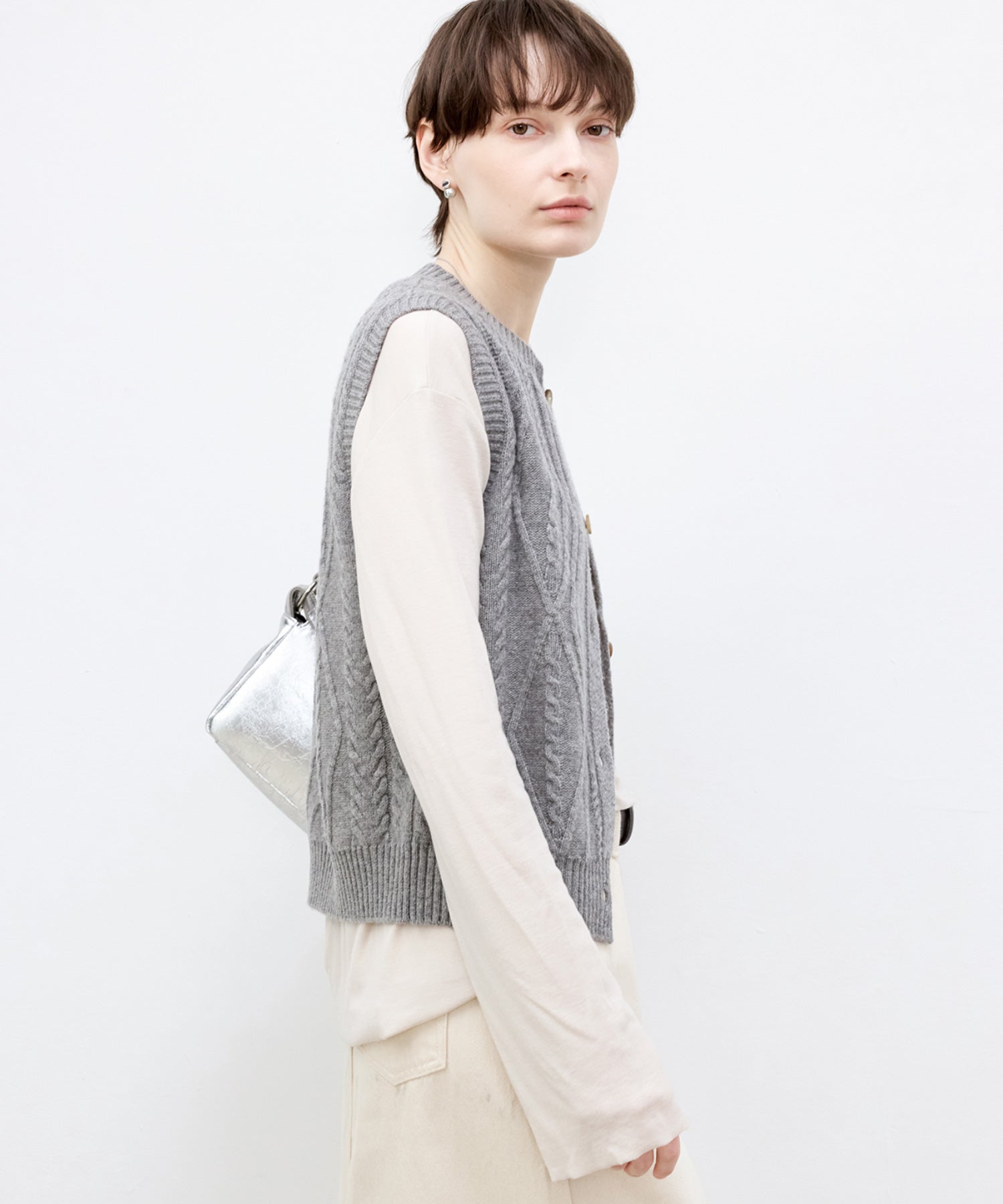 Wool Cable-Knit Vest