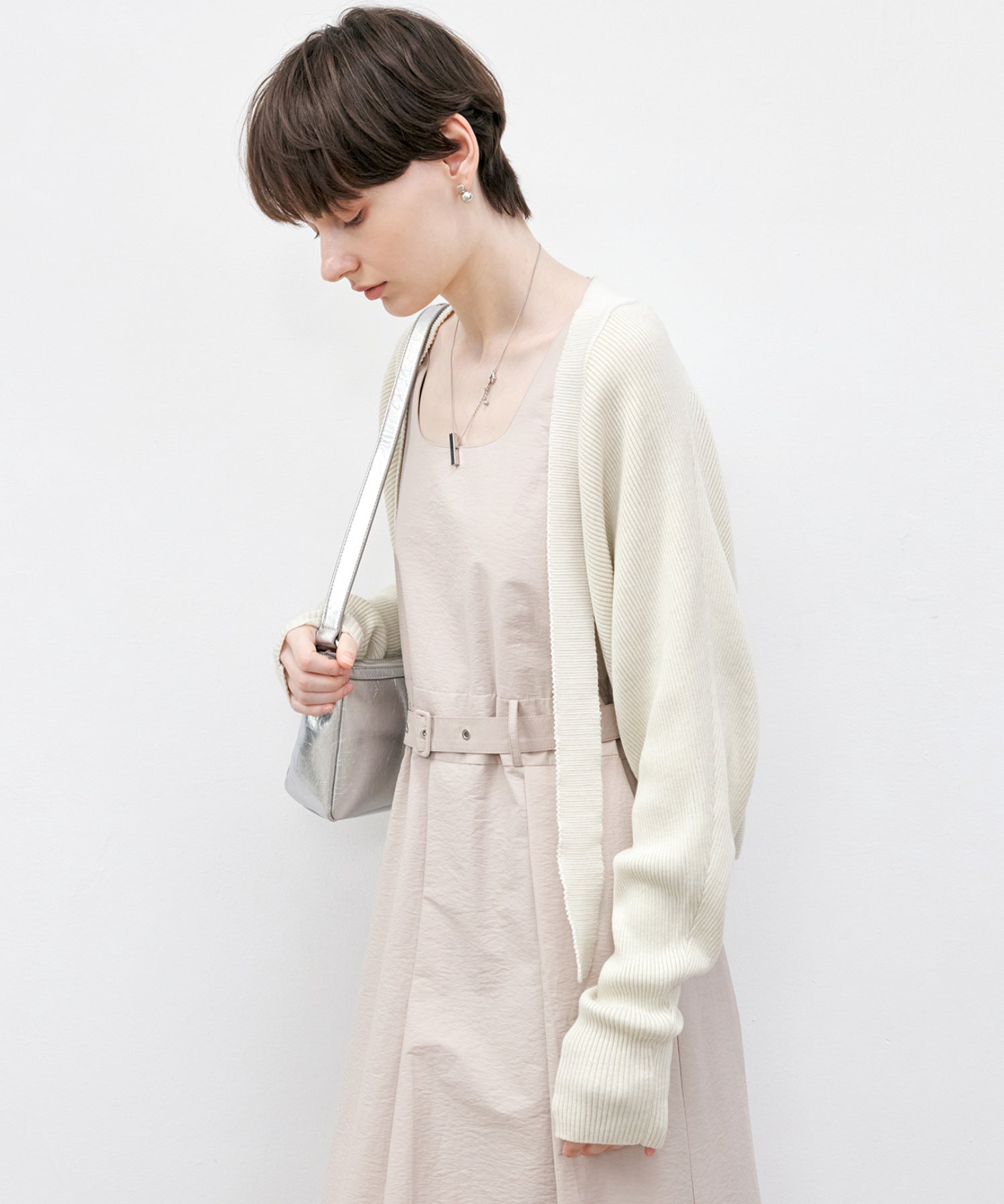 Ribbed Knit Color-block Short Bolero